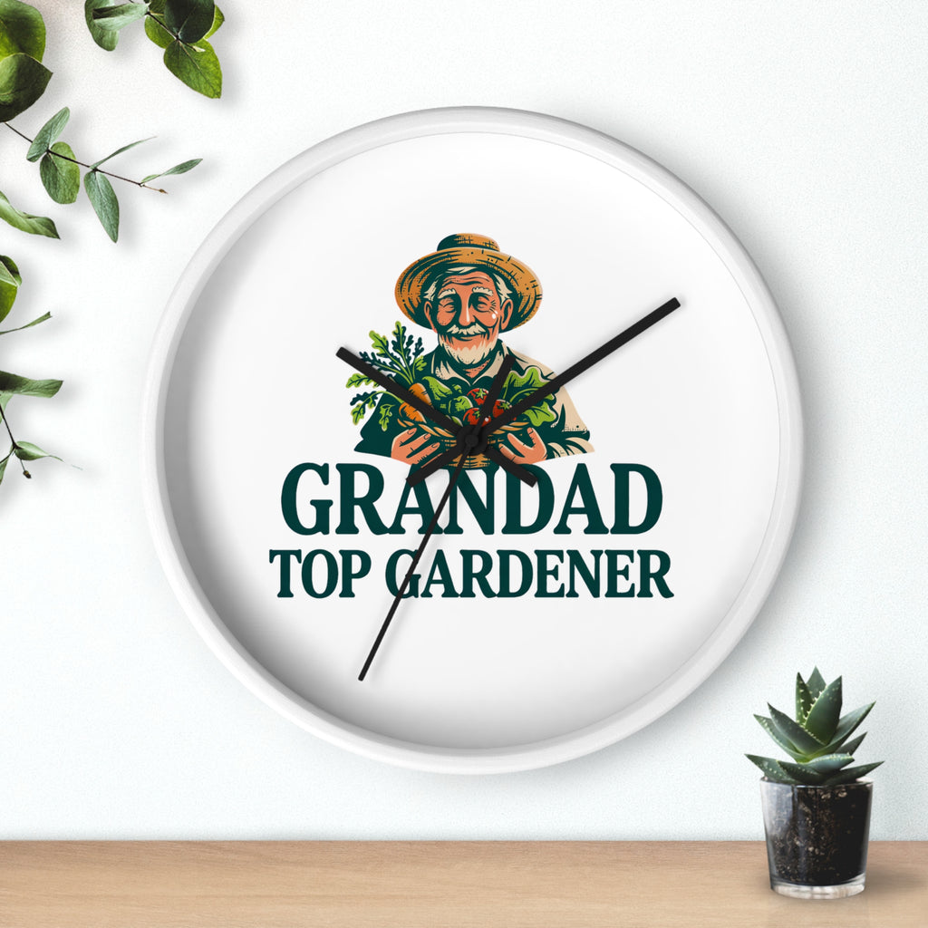 Grandad Top Gardener Wall Clock — Gift for Grandpa, Gardening Lover Decor