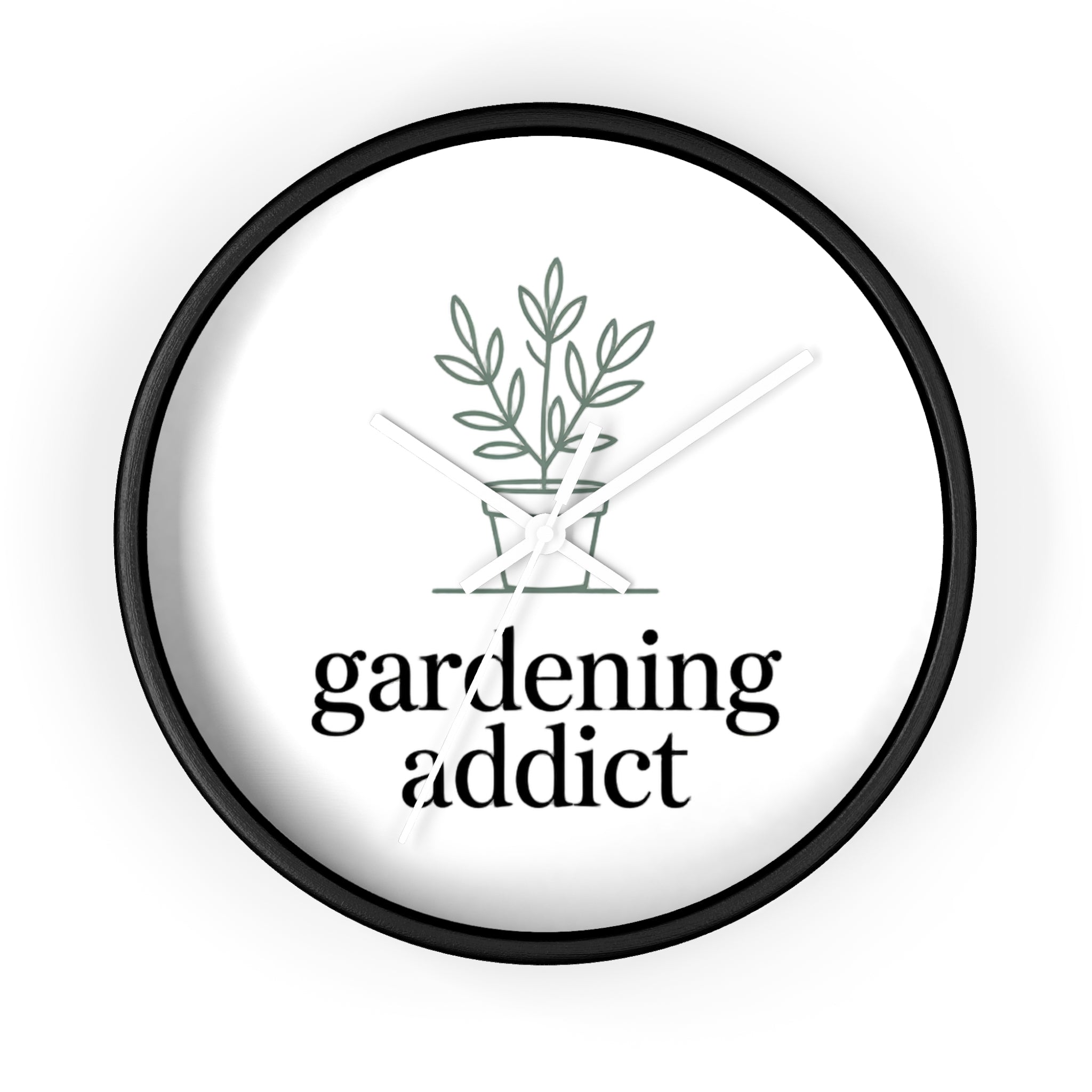 Gardening Addict Wall Clock — Minimal Plant Lover Decor