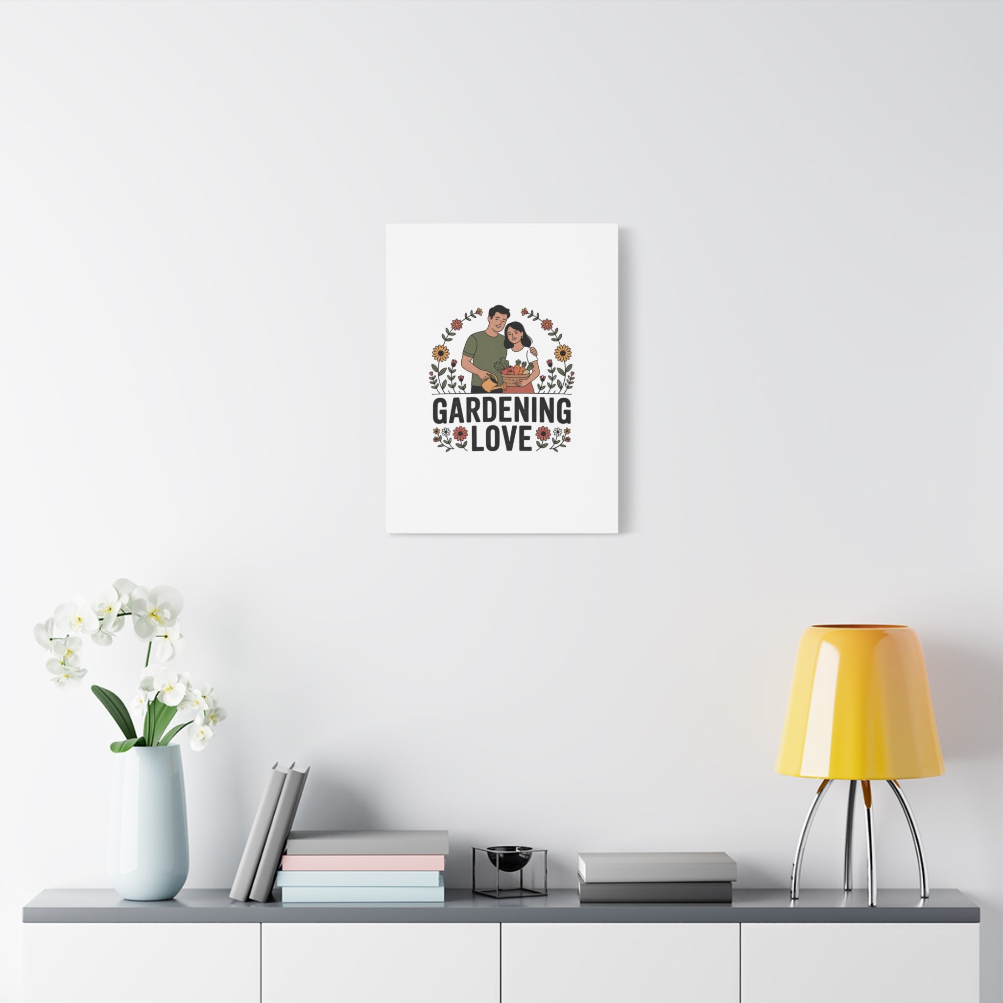 Gardening Love Canvas Print — Couple Gardening Wall Art