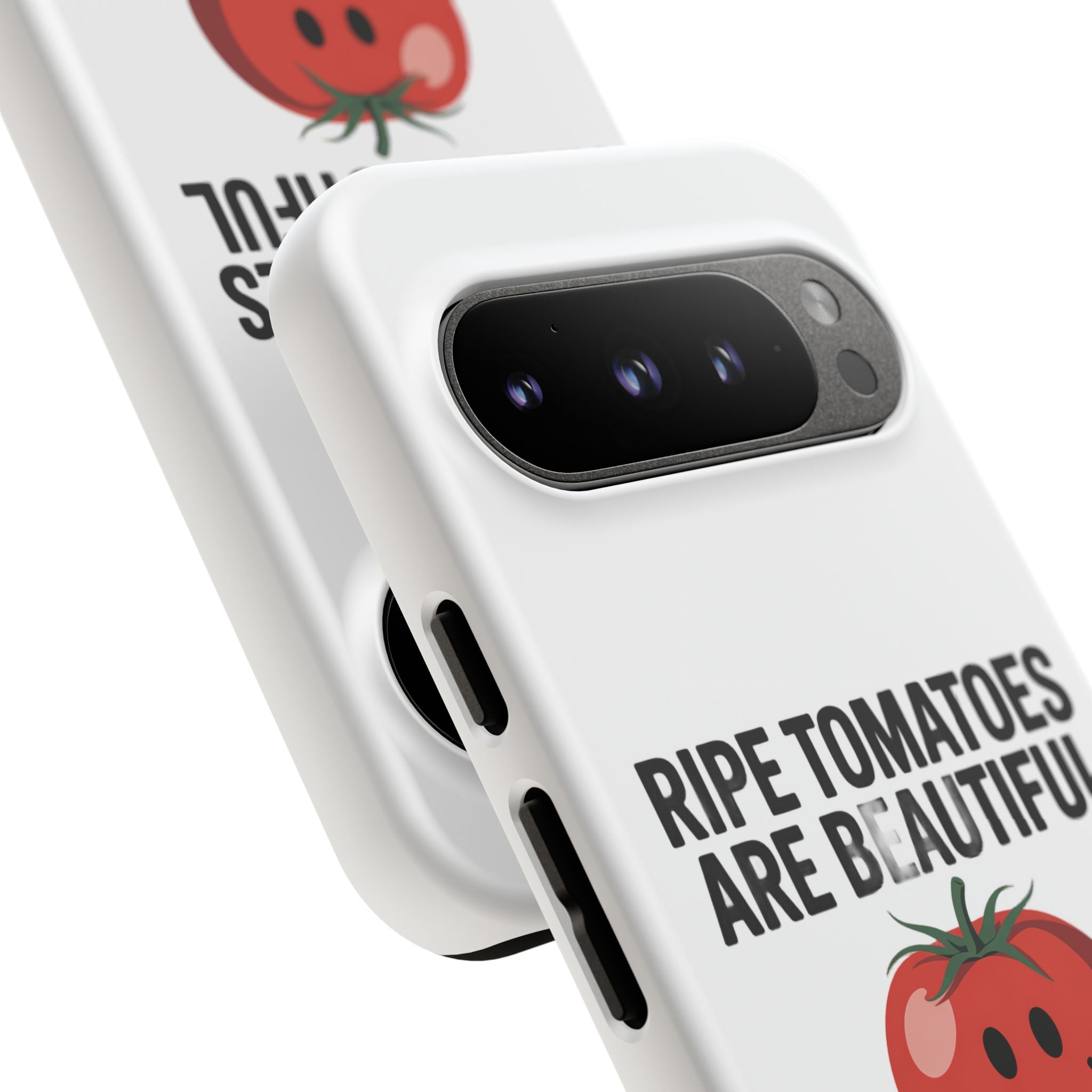 Phone Case — "Ripe Tomatoes Are Beautiful" Audrey Hepburn Quote with Smiling Tomato Graphic