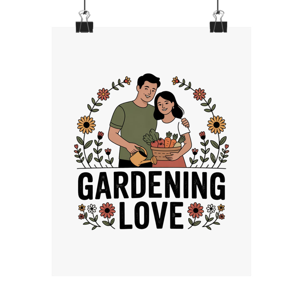 Gardening Love Poster — Couple Gardening Wall Art, Floral Botanical Print