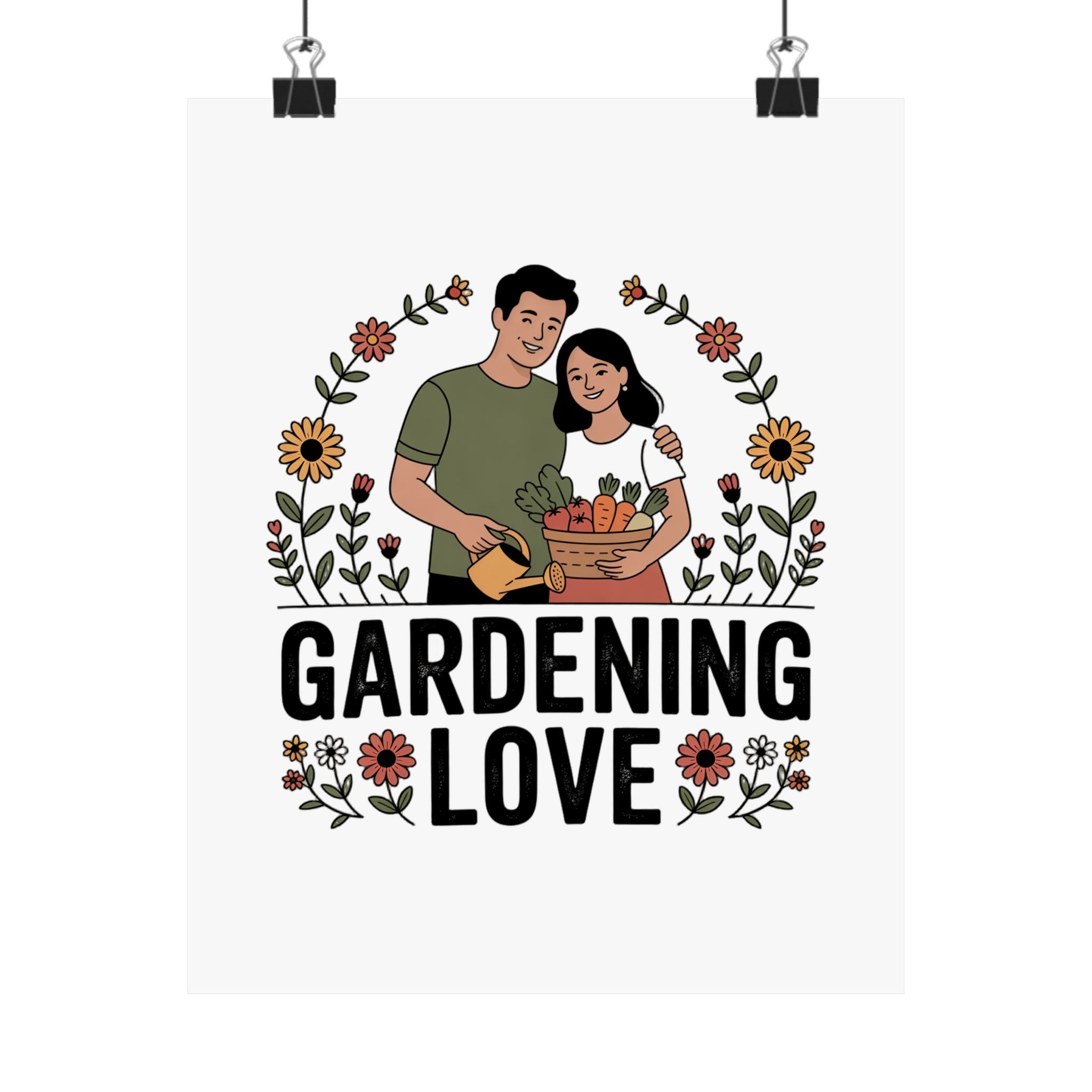 Gardening Love Poster — Couple Gardening Wall Art, Floral Botanical Print