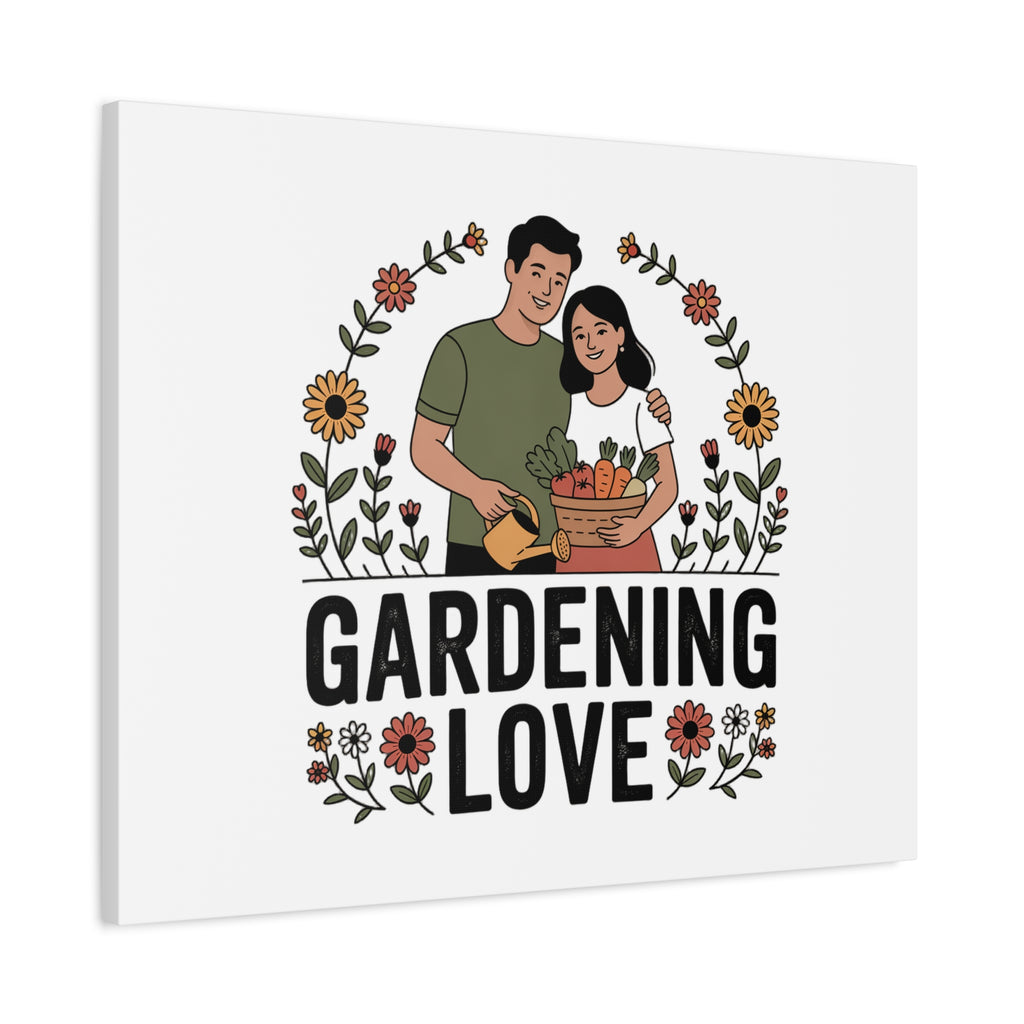 Gardening Love Canvas Print — Couple Gardening Wall Art