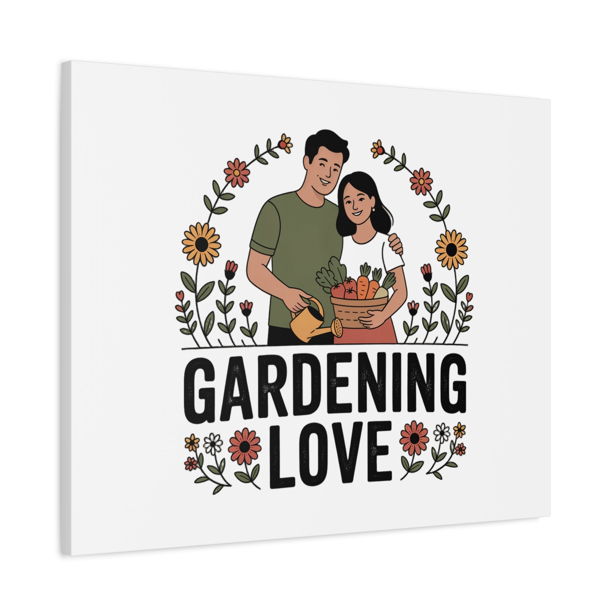 Gardening Love Canvas Print — Couple Gardening Wall Art