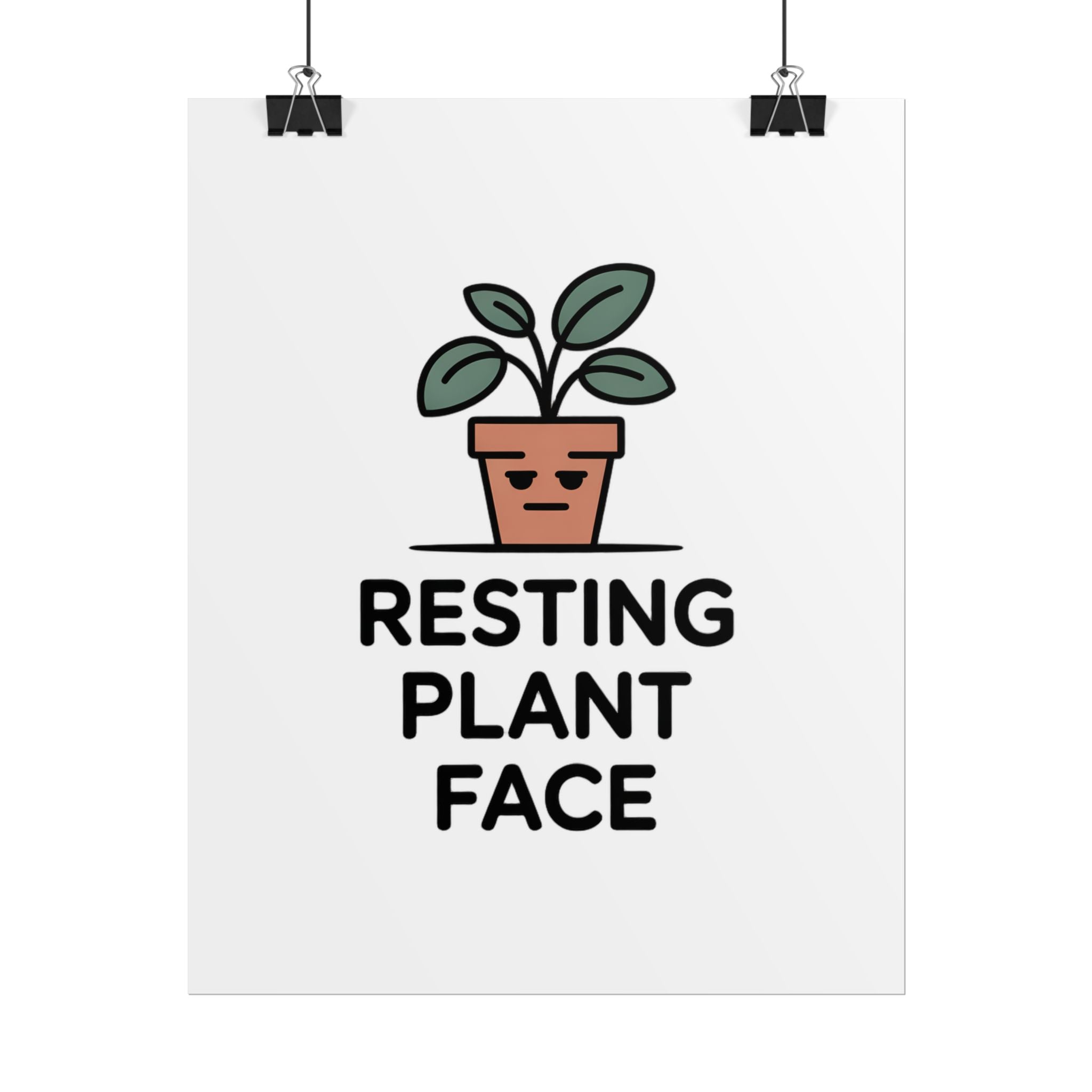 Rolled Poster — "Resting Plant Face" Minimalist Plant Pun Wall Art