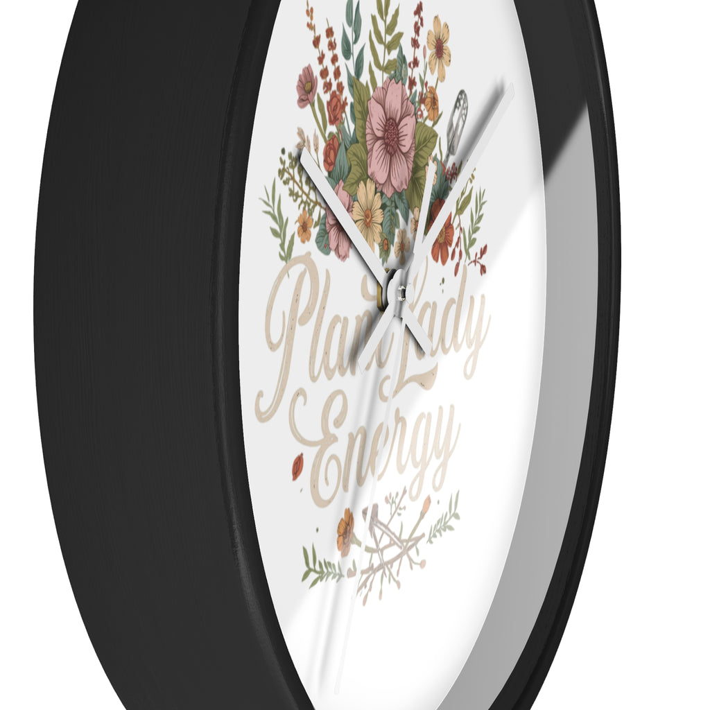 Plant Lady Energy Wall Clock — Floral Botanical Home Decor Gift