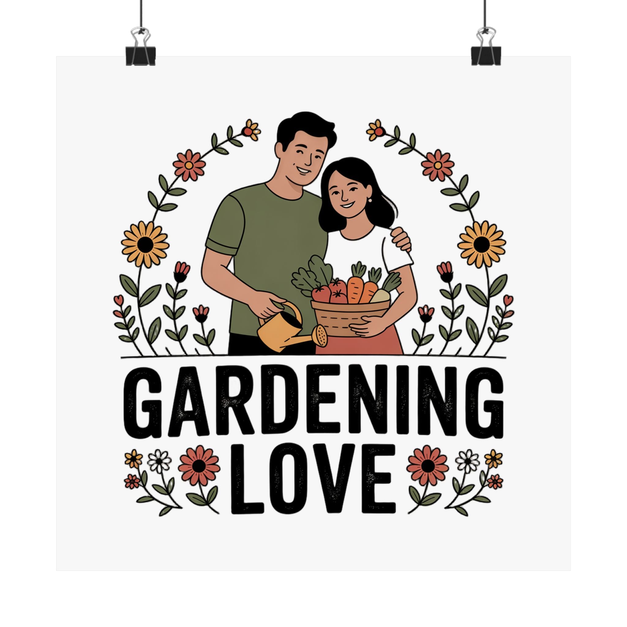 Gardening Love Poster — Couple Gardening Wall Art, Floral Botanical Print