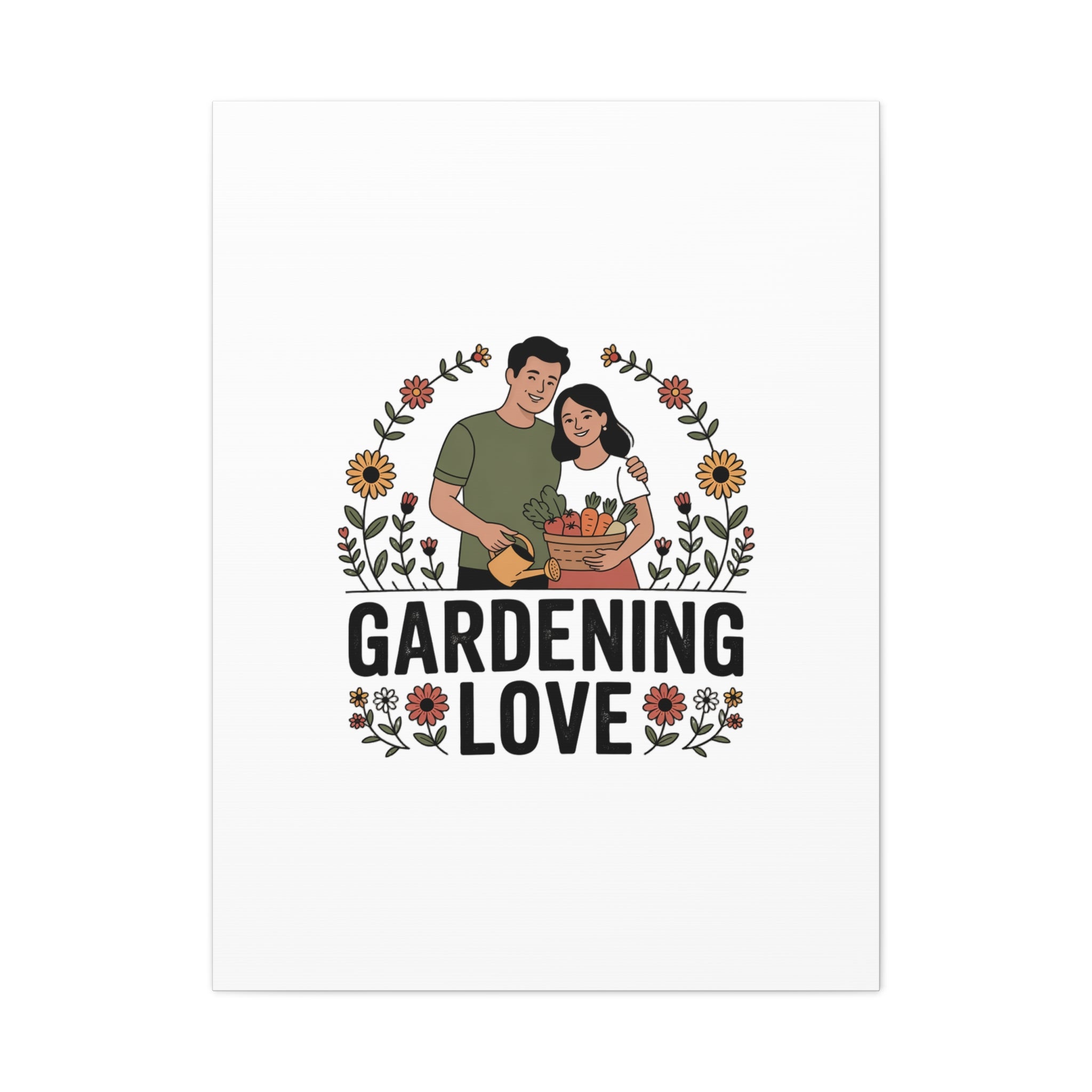 Gardening Love Canvas Print — Couple Gardening Wall Art