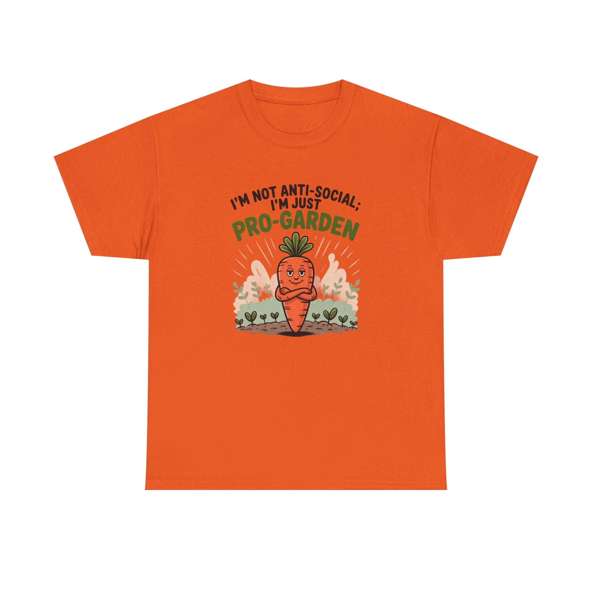 Garden Lover T‑Shirt — "I’m Not Anti-Social, I’m Just Pro-Garden" Cute Carrot Tee