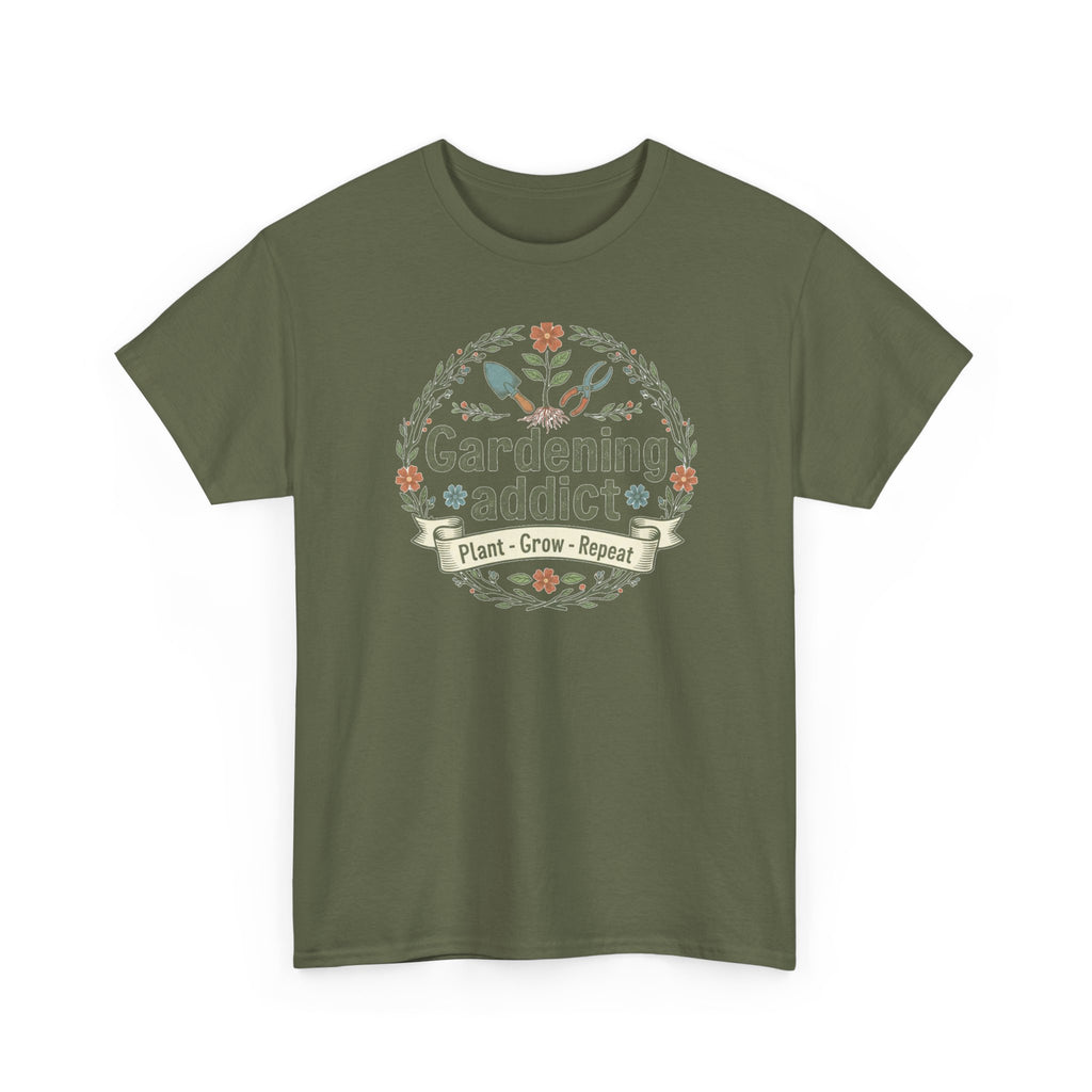 Gardening Addict T-Shirt — Plant Grow Repeat Floral Tee for Gardeners