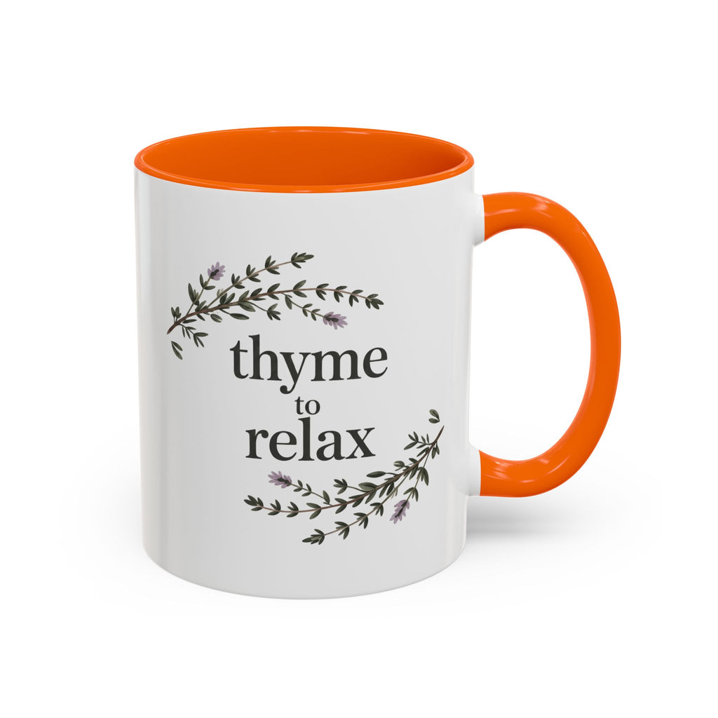 Thyme to Relax Accent Coffee Mug — Herbal Tea & Coffee Cup, Floral Kitchen Gift