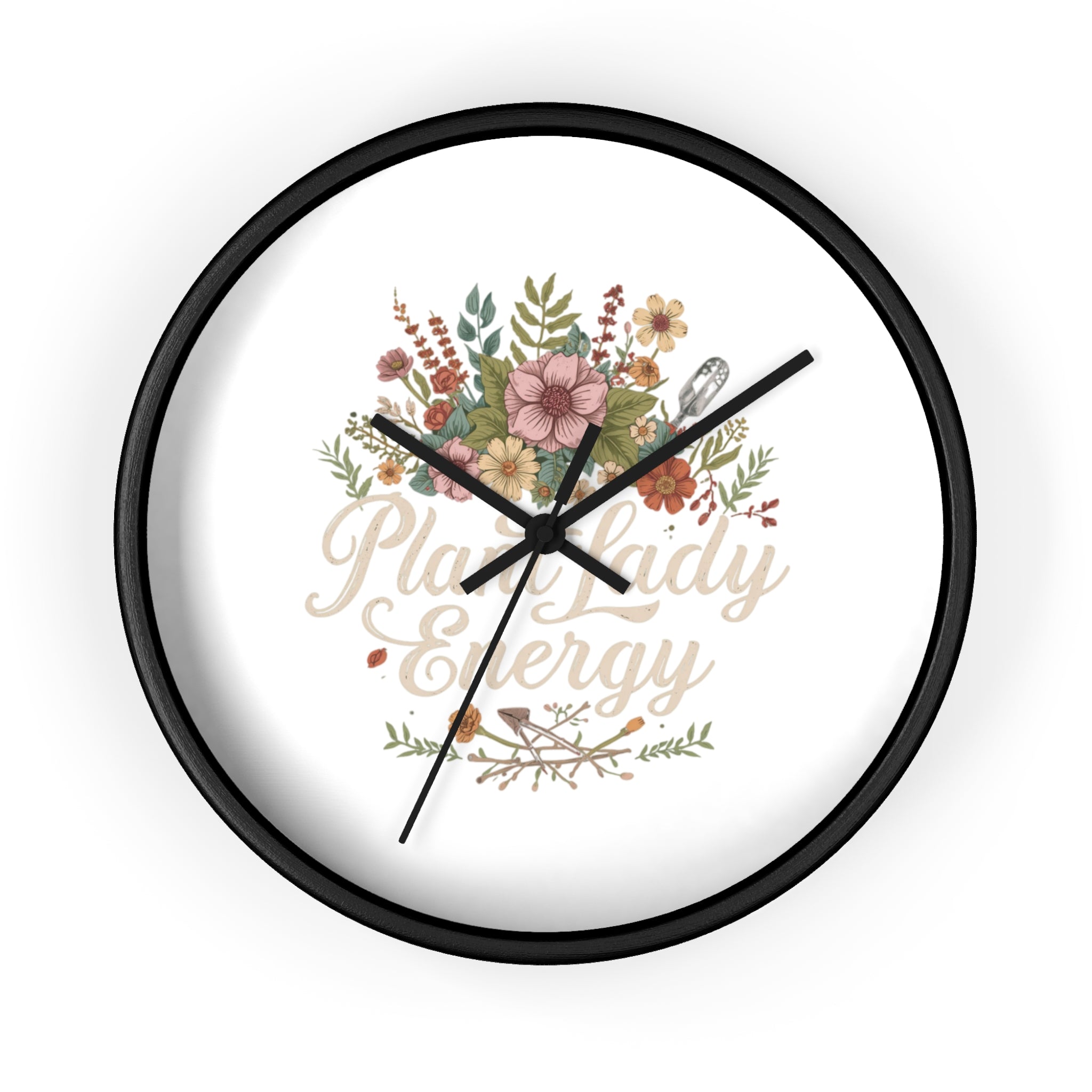 Plant Lady Energy Wall Clock — Floral Botanical Home Decor Gift
