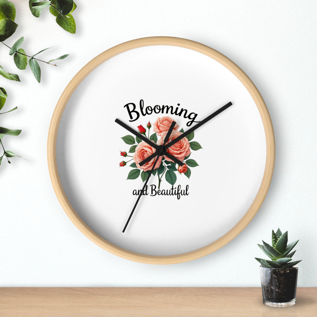 Blooming and Beautiful Wall Clock — Floral Rose Decorative Home Clock