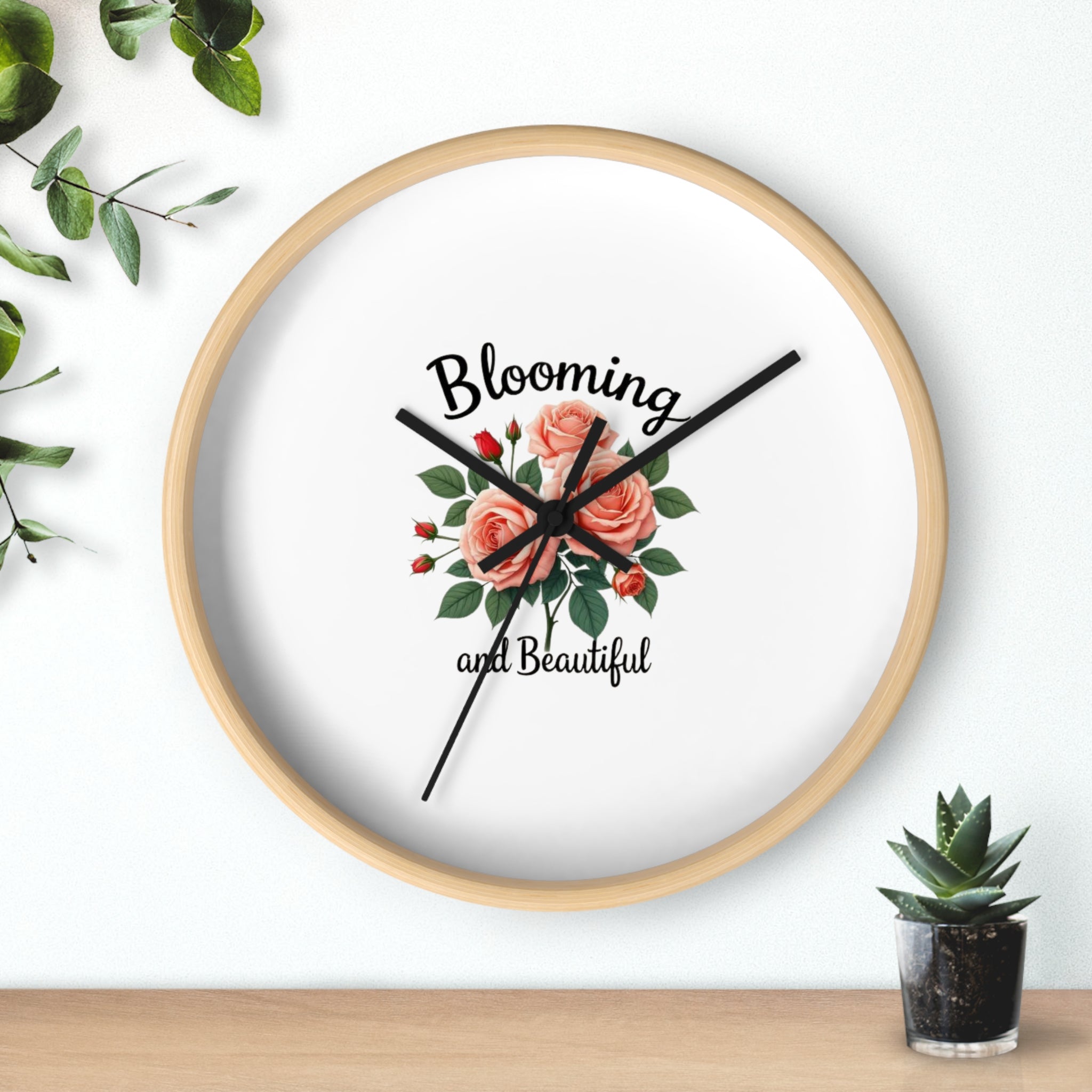 Blooming and Beautiful Wall Clock — Floral Rose Decorative Home Clock