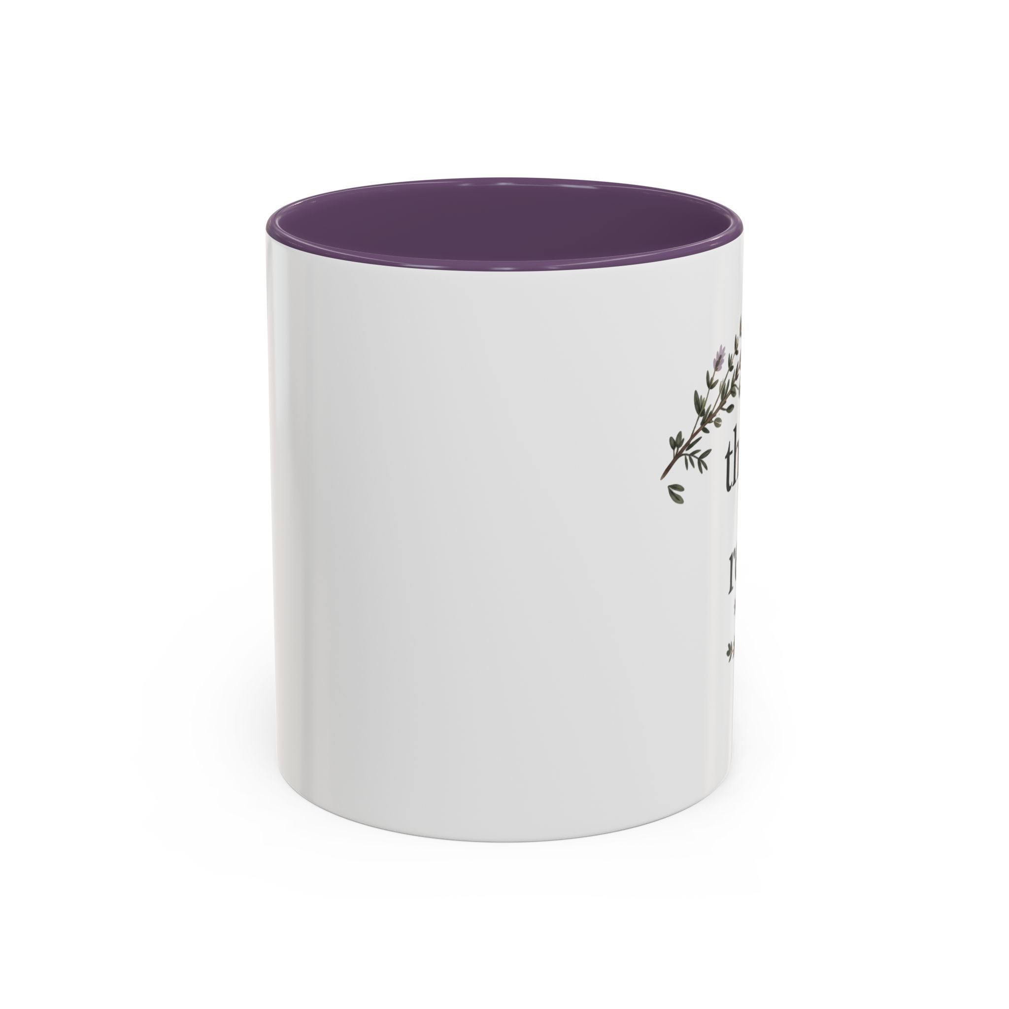 Thyme to Relax Accent Coffee Mug — Herbal Tea & Coffee Cup, Floral Kitchen Gift