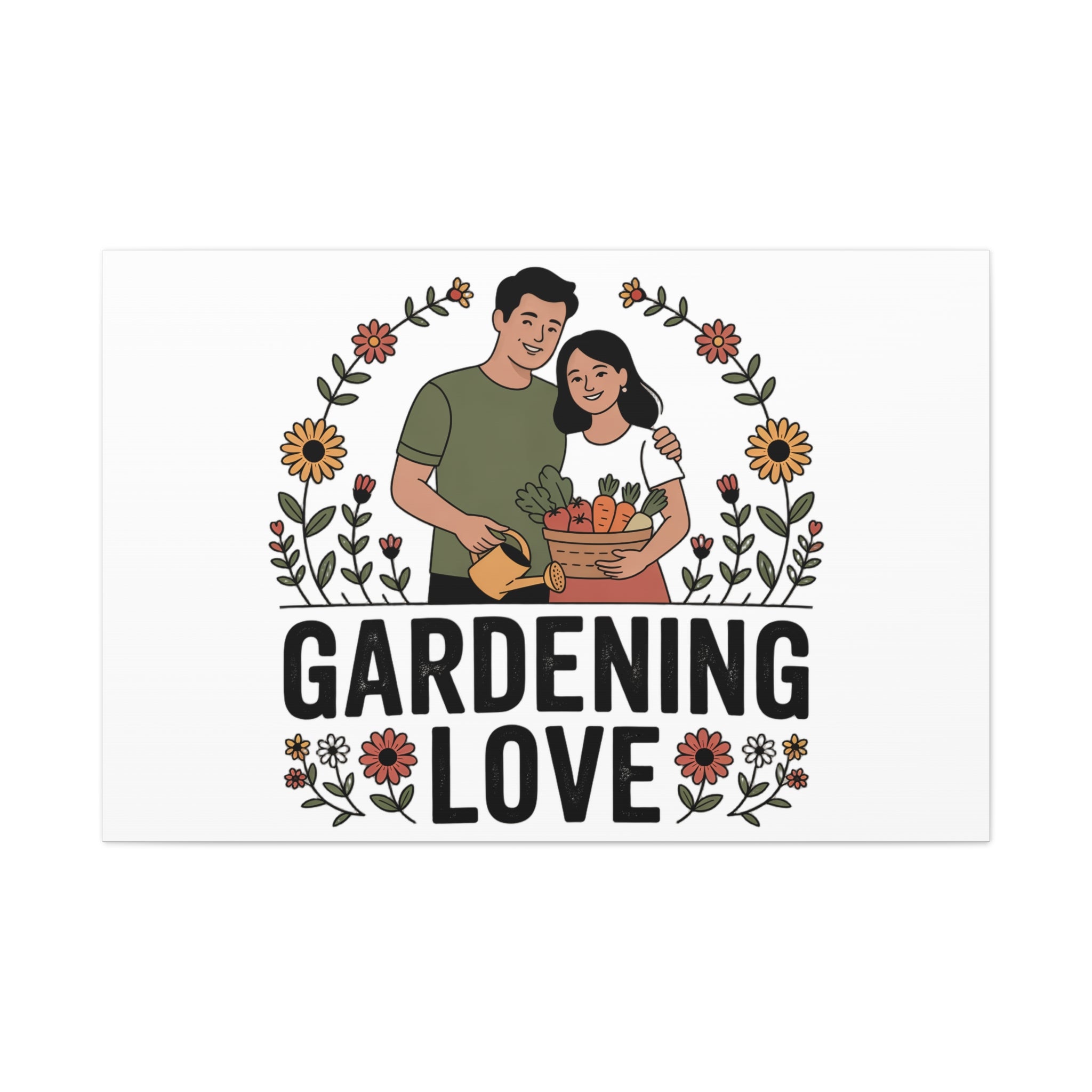 Gardening Love Canvas Print — Couple Gardening Wall Art