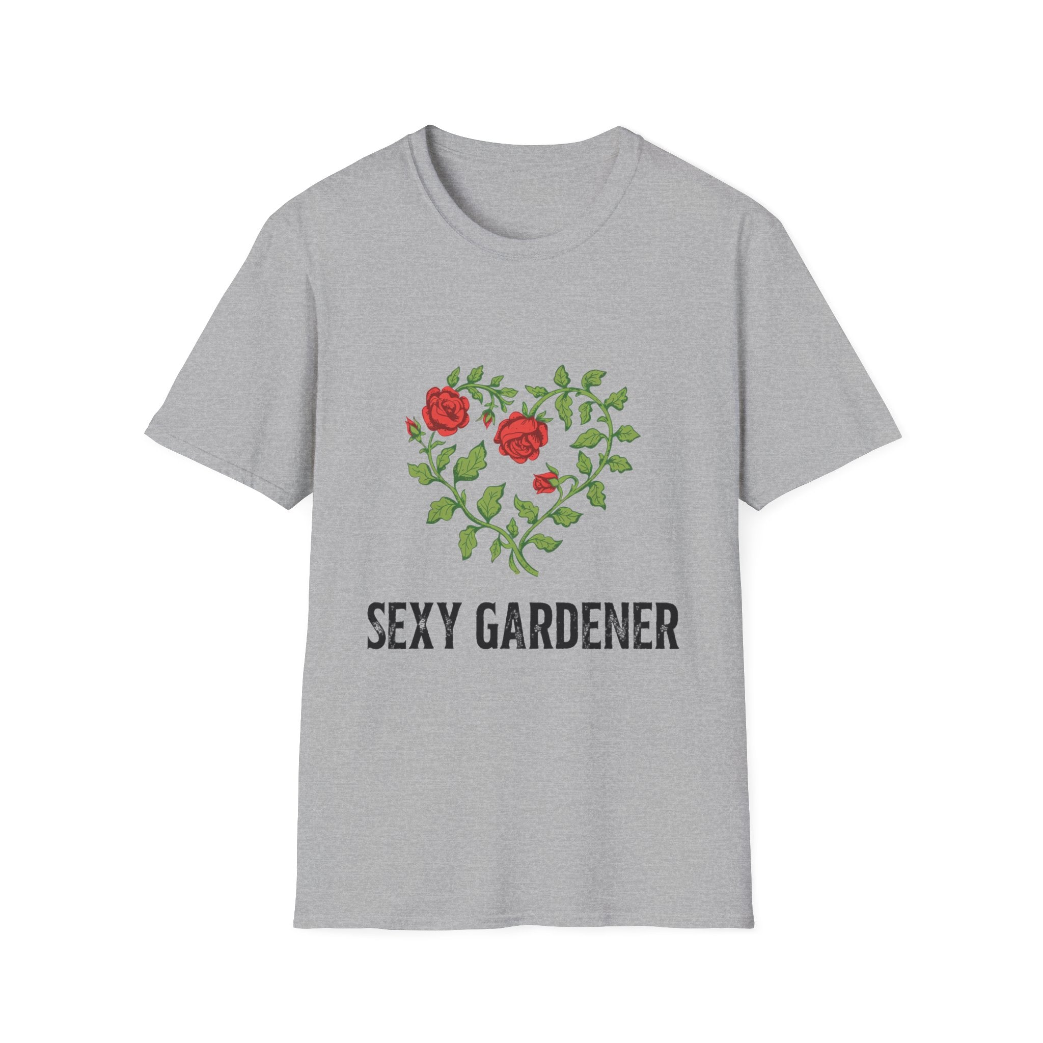 Sexy Gardener Rose Heart T-Shirt — Floral Gardening Tee for Plant Lovers