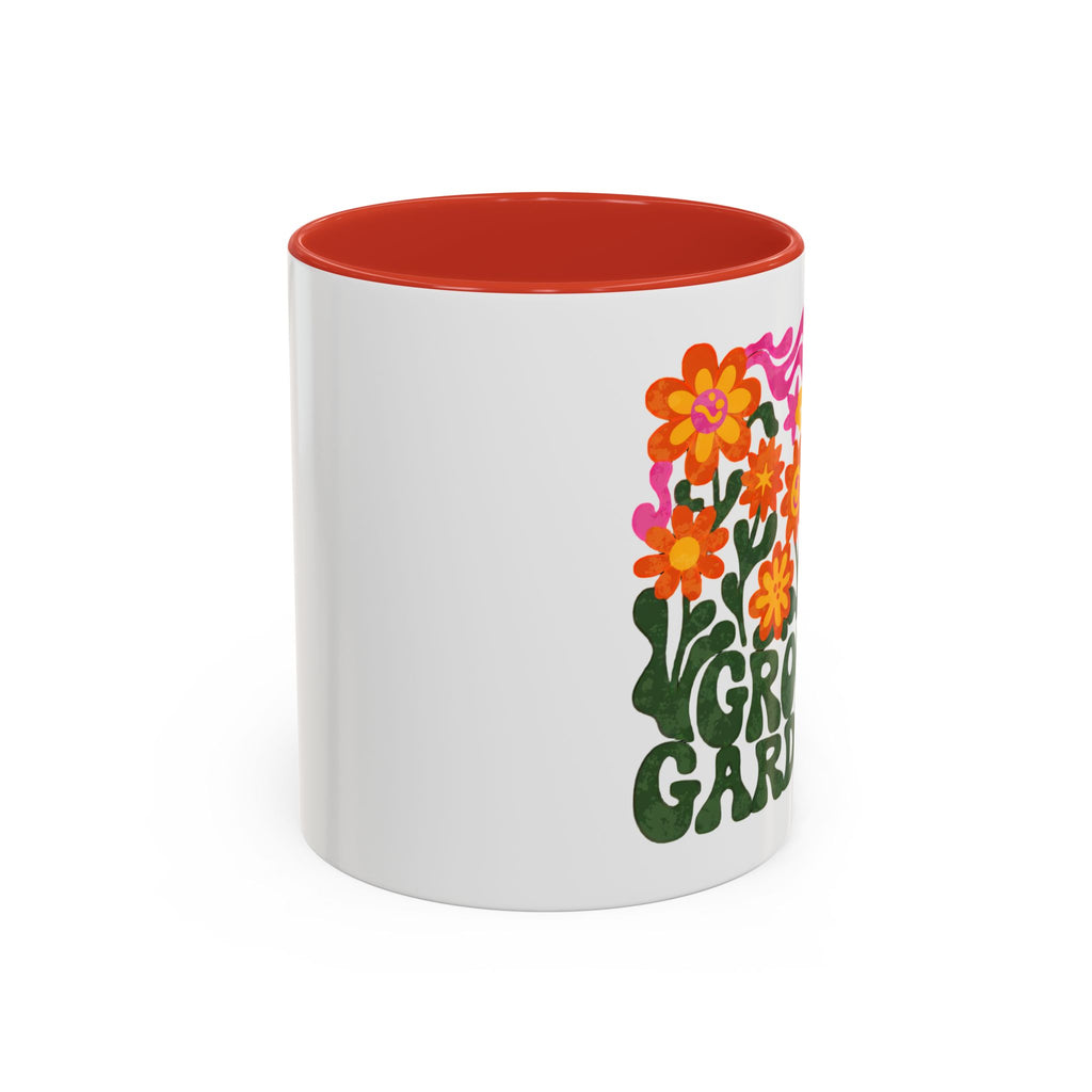 Groovy Gardener Accent Coffee Mug — Retro Floral Plant Lover Gift