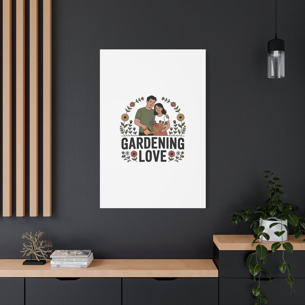 Gardening Love Canvas Print — Couple Gardening Wall Art