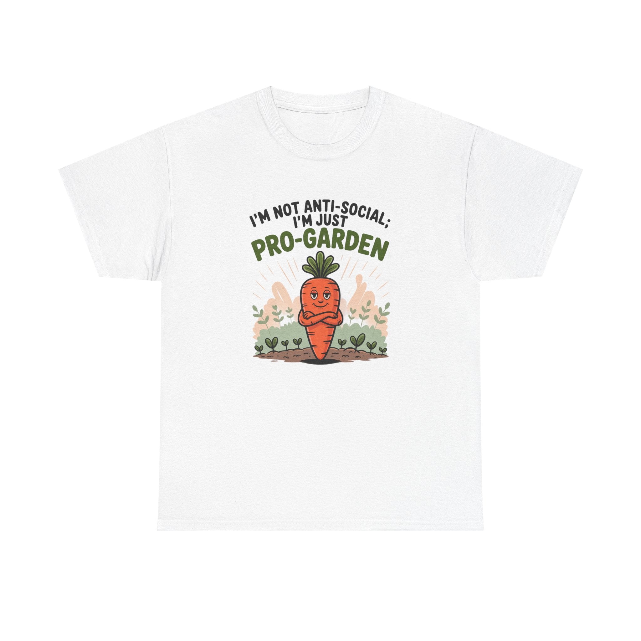 Garden Lover T‑Shirt — "I’m Not Anti-Social, I’m Just Pro-Garden" Cute Carrot Tee