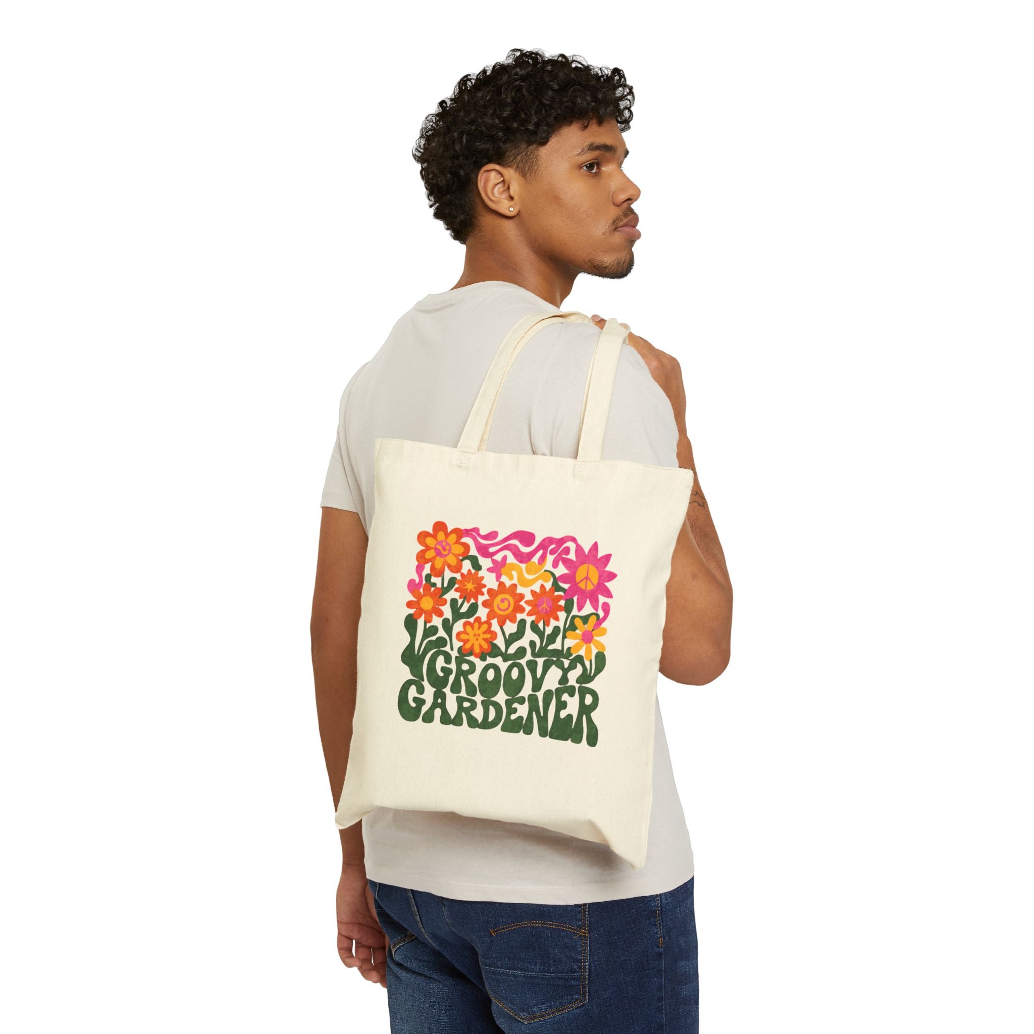 Groovy Gardener Tote Bag — Retro Floral Gardeners Market Bag