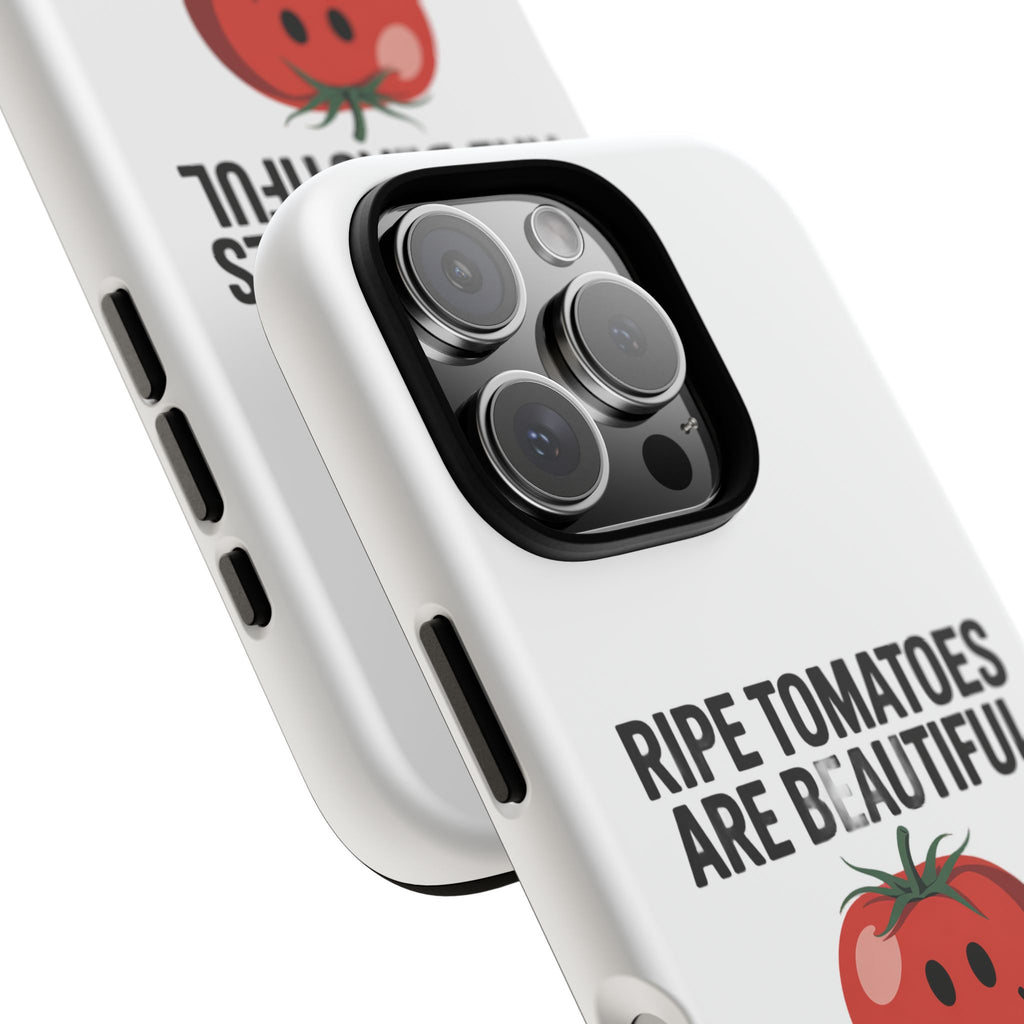 Phone Case — "Ripe Tomatoes Are Beautiful" Audrey Hepburn Quote with Smiling Tomato Graphic