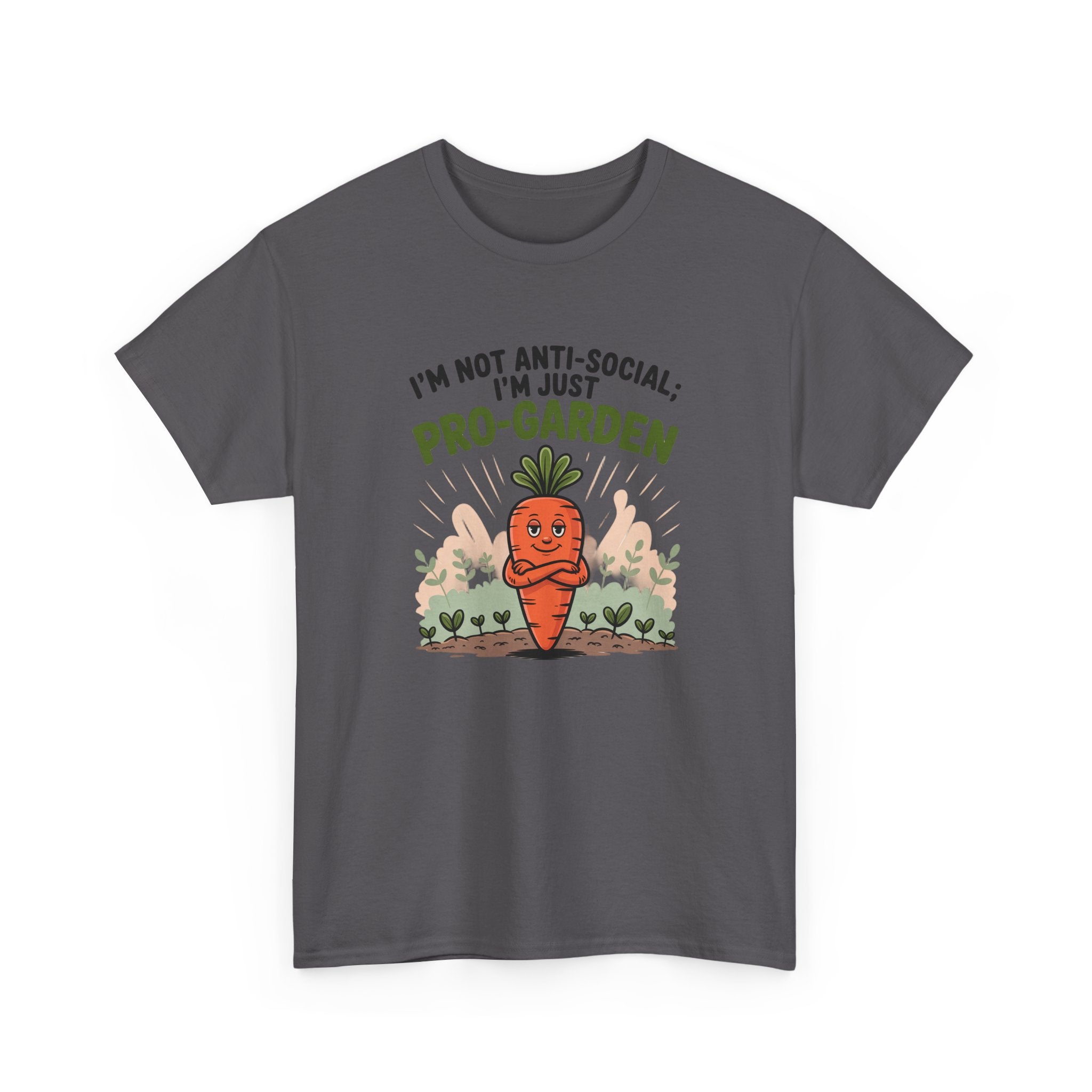 Garden Lover T‑Shirt — "I’m Not Anti-Social, I’m Just Pro-Garden" Cute Carrot Tee