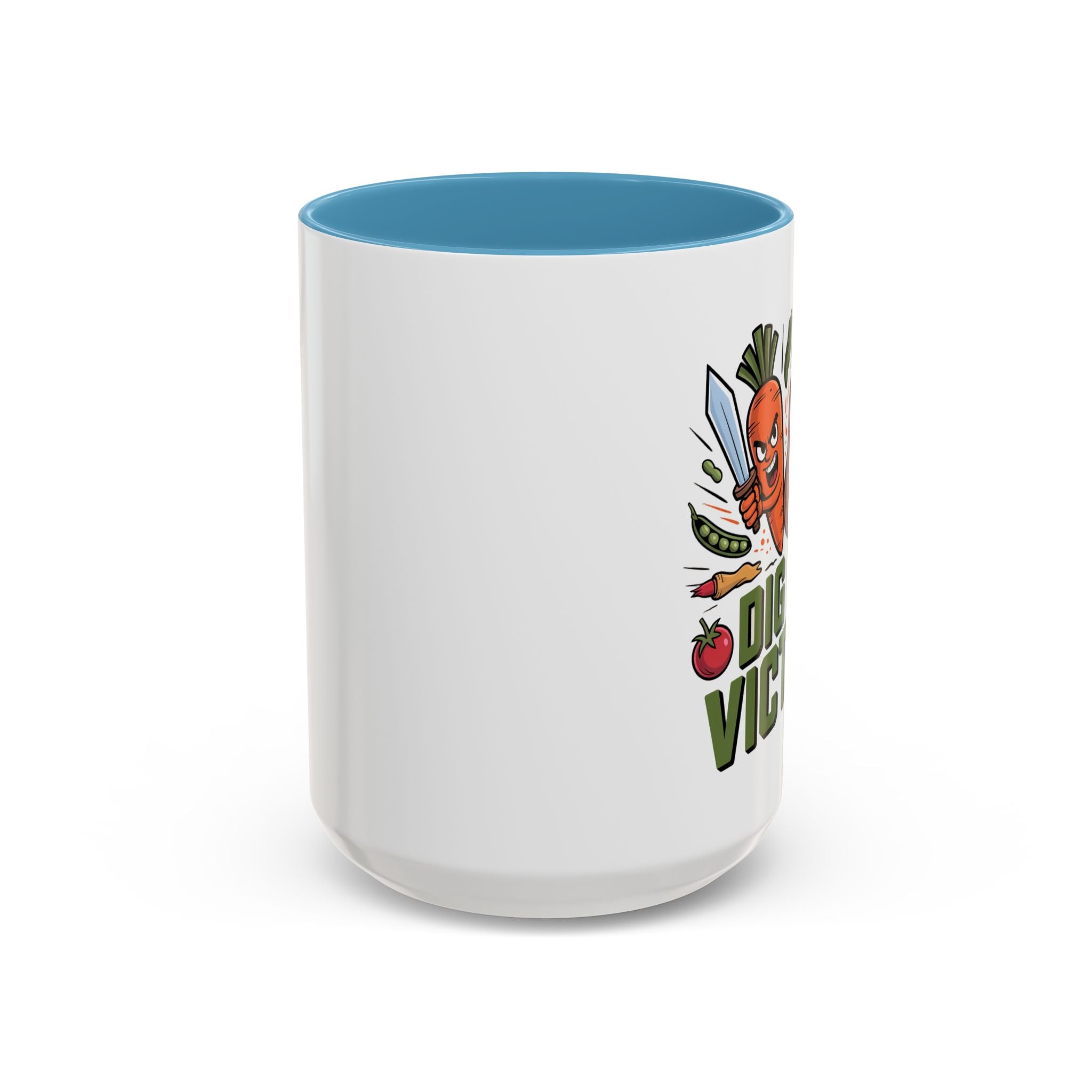 Dig For Victory Coffee Mug — Garden Veggie Cartoon Accent Mug (11/15oz)