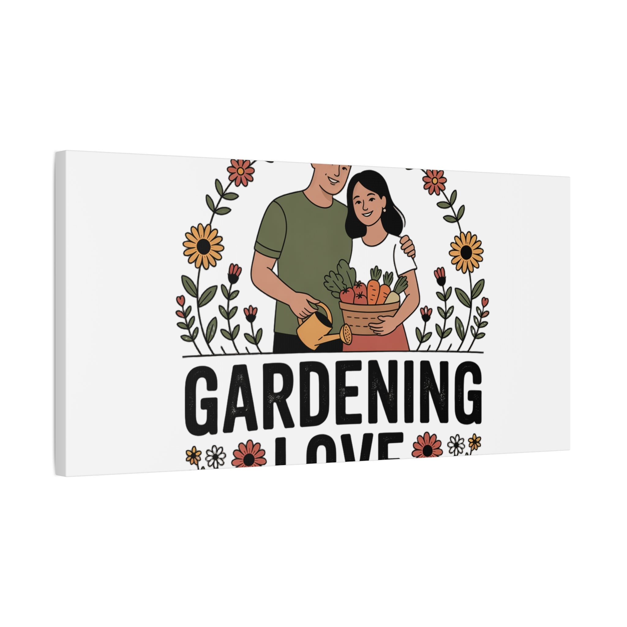 Gardening Love Canvas Print — Couple Gardening Wall Art
