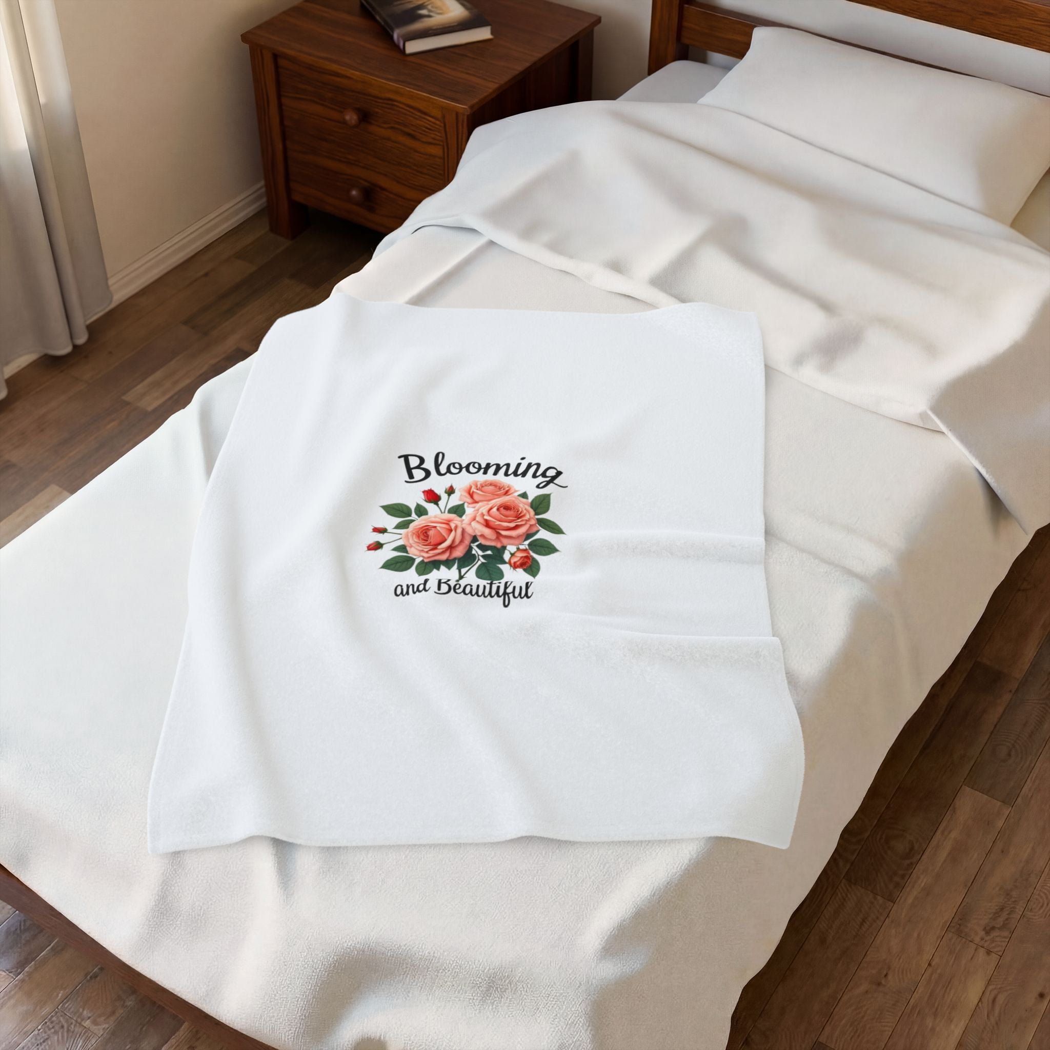 Blooming and Beautiful Plush Blanket — Floral Velveteen Throw for Mothers & Spring Gifts