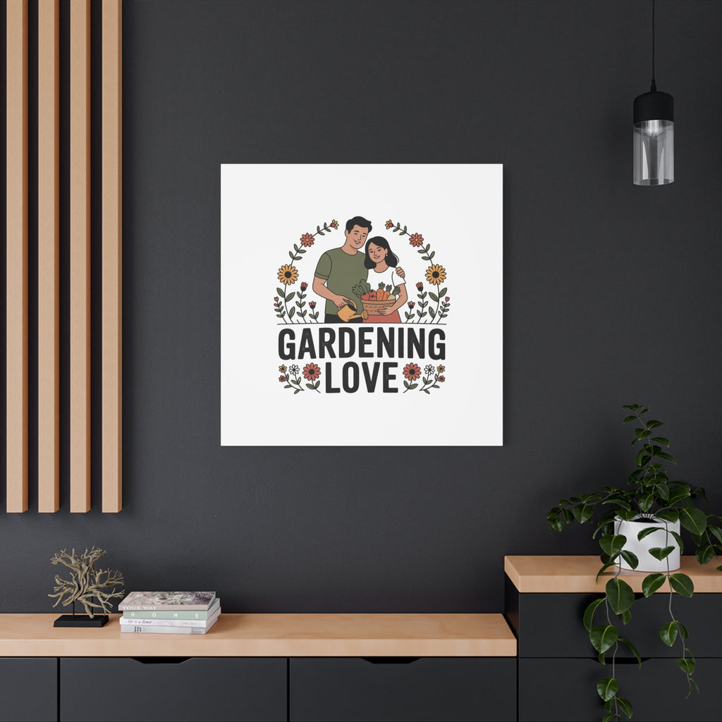 Gardening Love Canvas Print — Couple Gardening Wall Art
