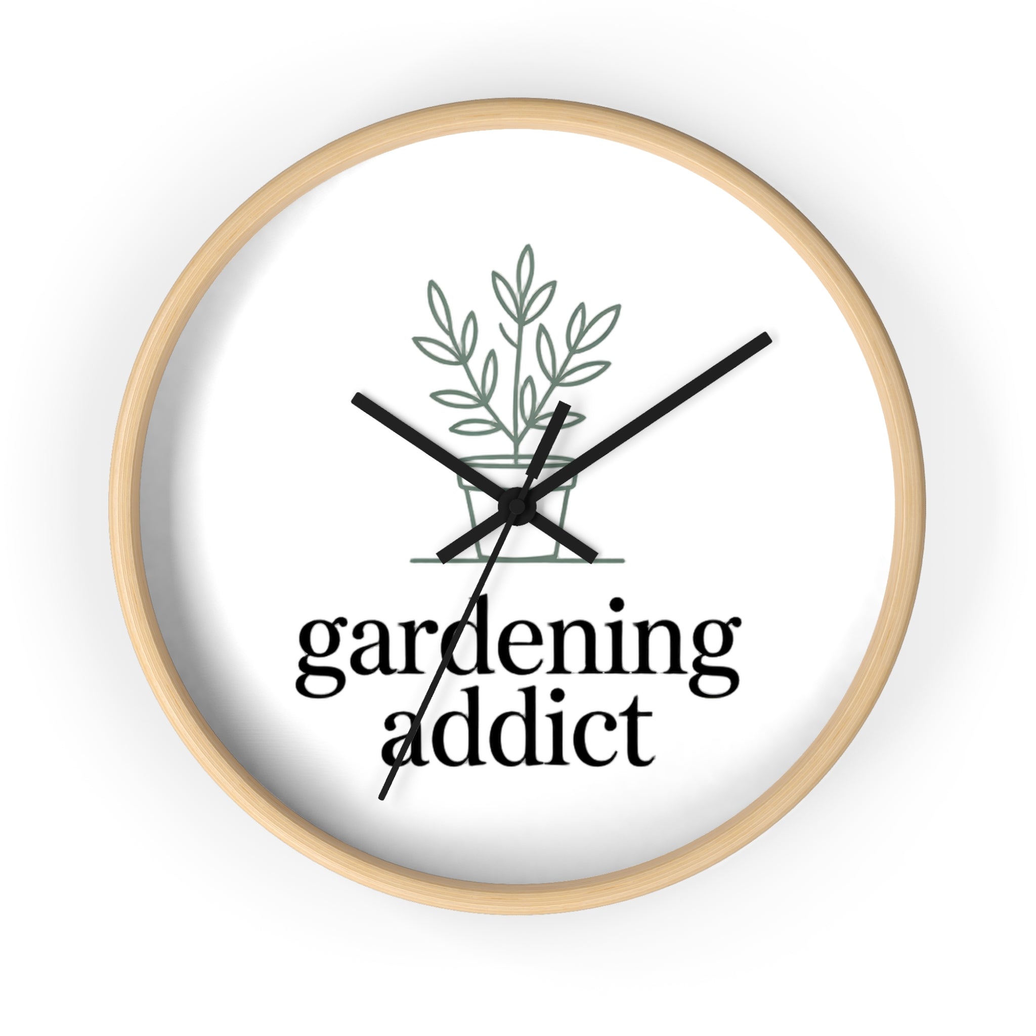 Gardening Addict Wall Clock — Minimal Plant Lover Decor