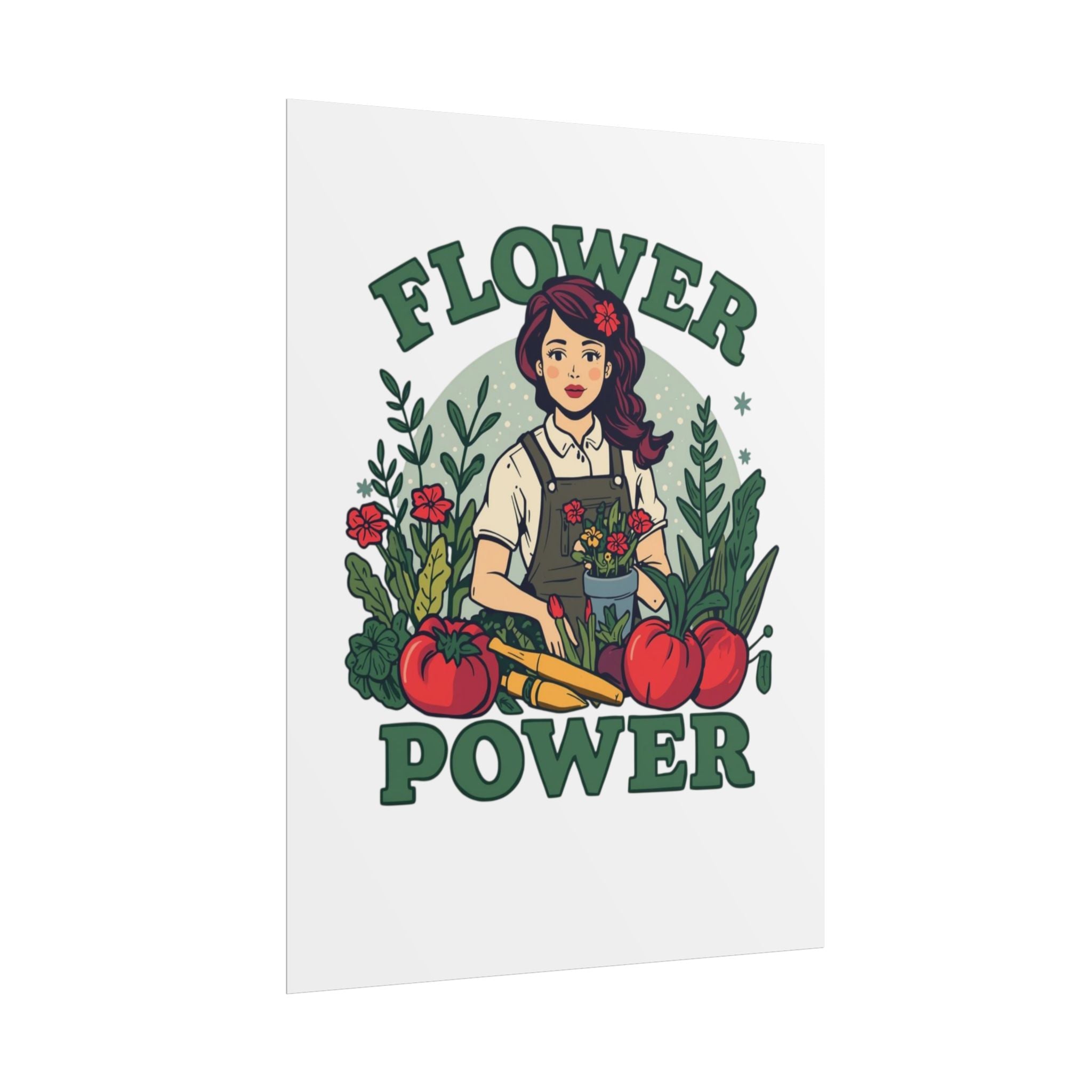 Flower Power Rolled Poster — Vintage Gardener Illustration