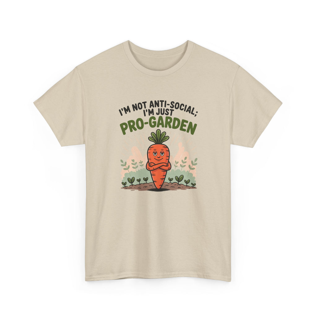 Garden Lover T‑Shirt — "I’m Not Anti-Social, I’m Just Pro-Garden" Cute Carrot Tee