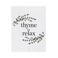 Velveteen Blanket — "Thyme to Relax" Floral Cozy Throw for Home, Spa & Self-Care Gifts