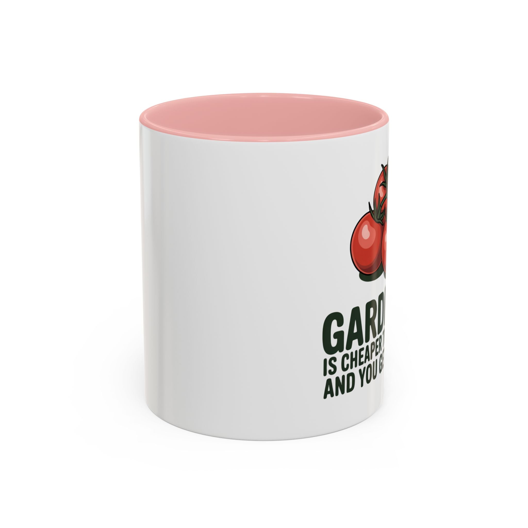 Gardening Coffee Mug – “Gardening Is Cheaper Than Therapy and You Get Tomatoes” Accent Mug