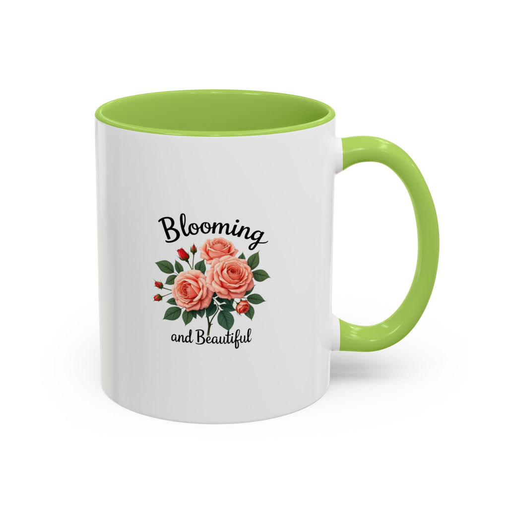 Blooming and Beautiful Accent Coffee Mug - Floral Rose Gift for Mom