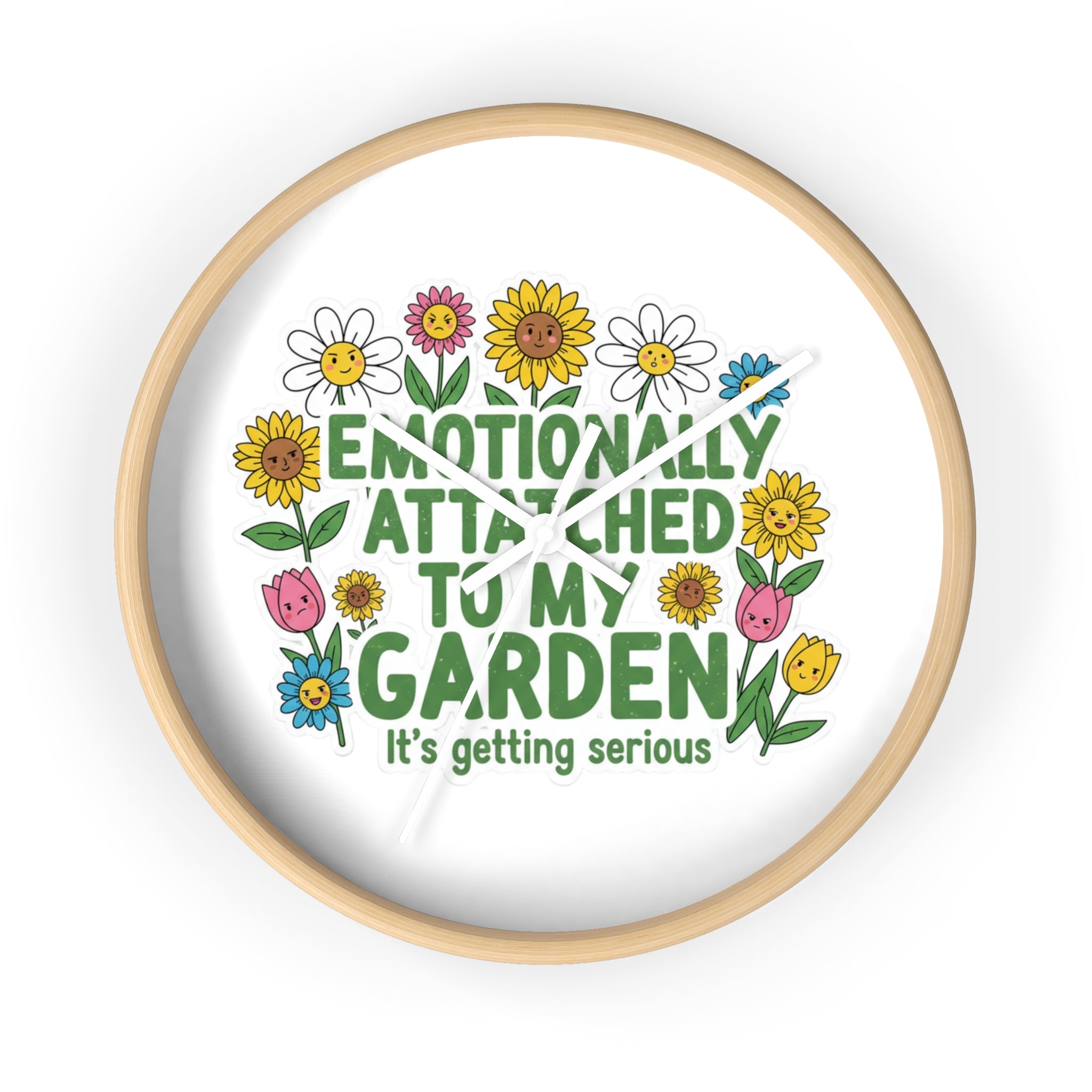 Garden Wall Clock - "Emotionally Attached to My Garden" Floral Decor