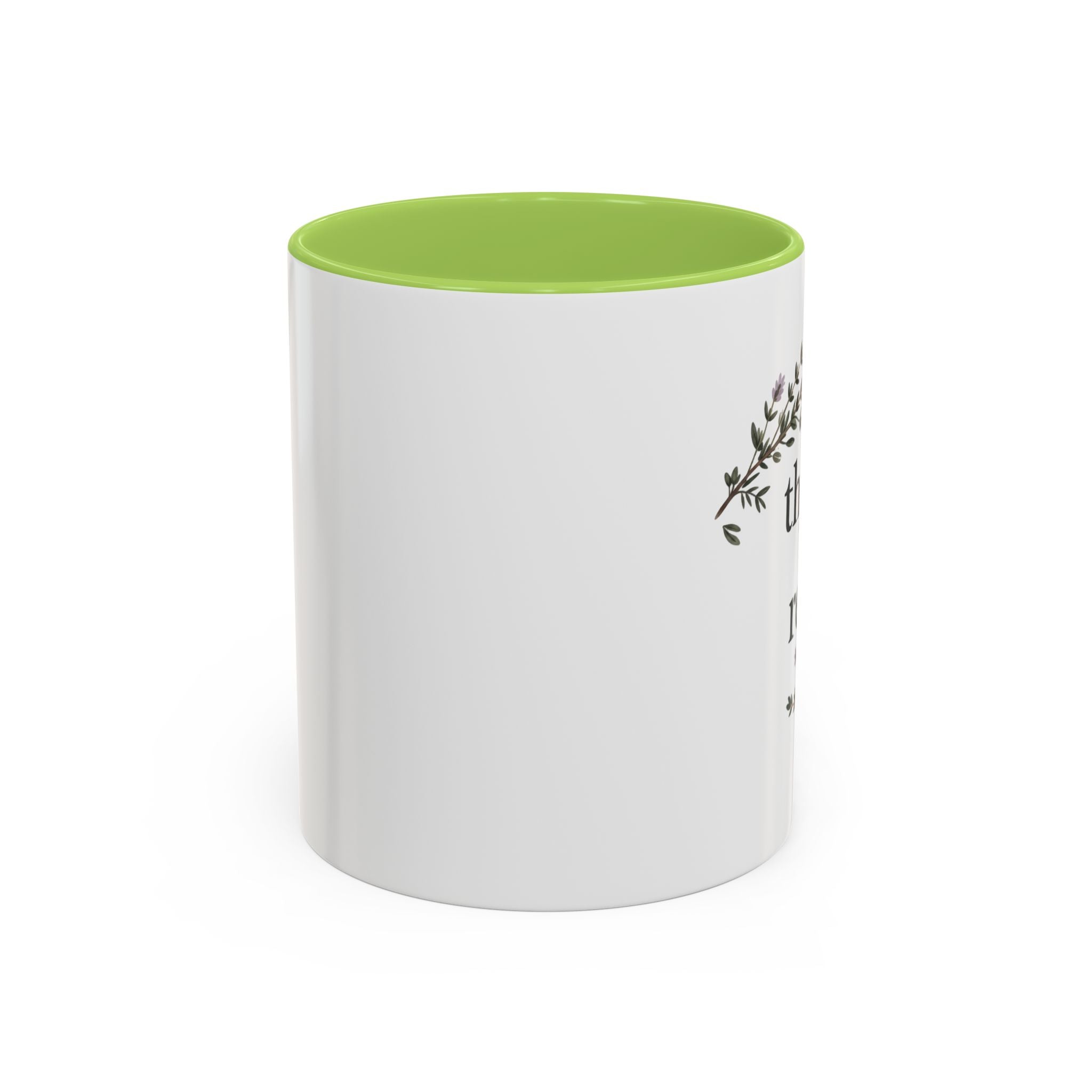 Thyme to Relax Accent Coffee Mug — Herbal Tea & Coffee Cup, Floral Kitchen Gift