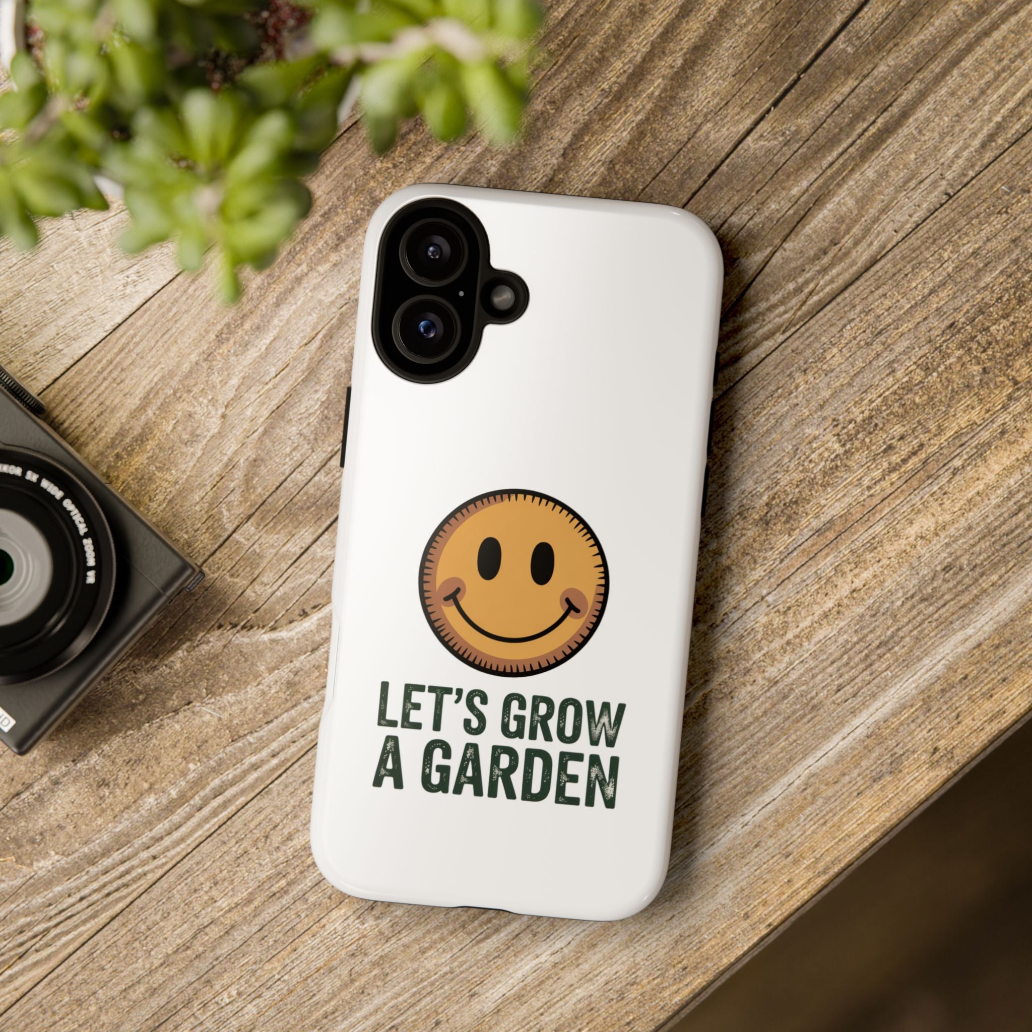 Phone Case — "Let's Grow a Garden" Smiley Plant Lover Protective Case