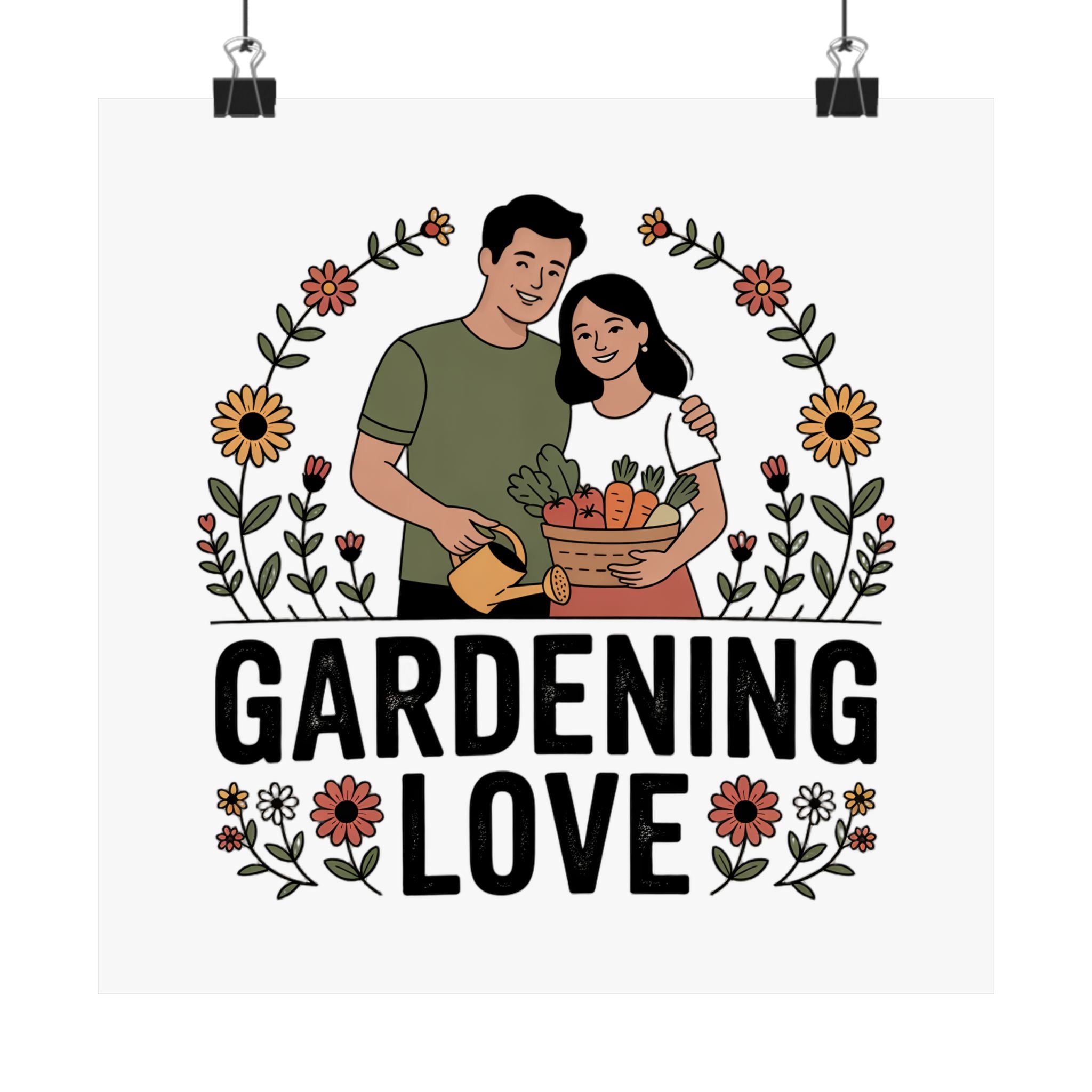 Gardening Love Poster — Couple Gardening Wall Art, Floral Botanical Print
