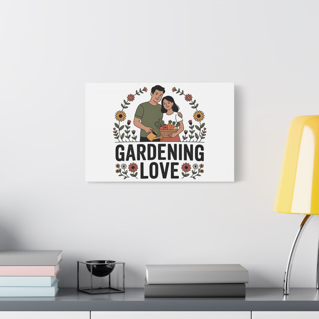 Gardening Love Canvas Print — Couple Gardening Wall Art