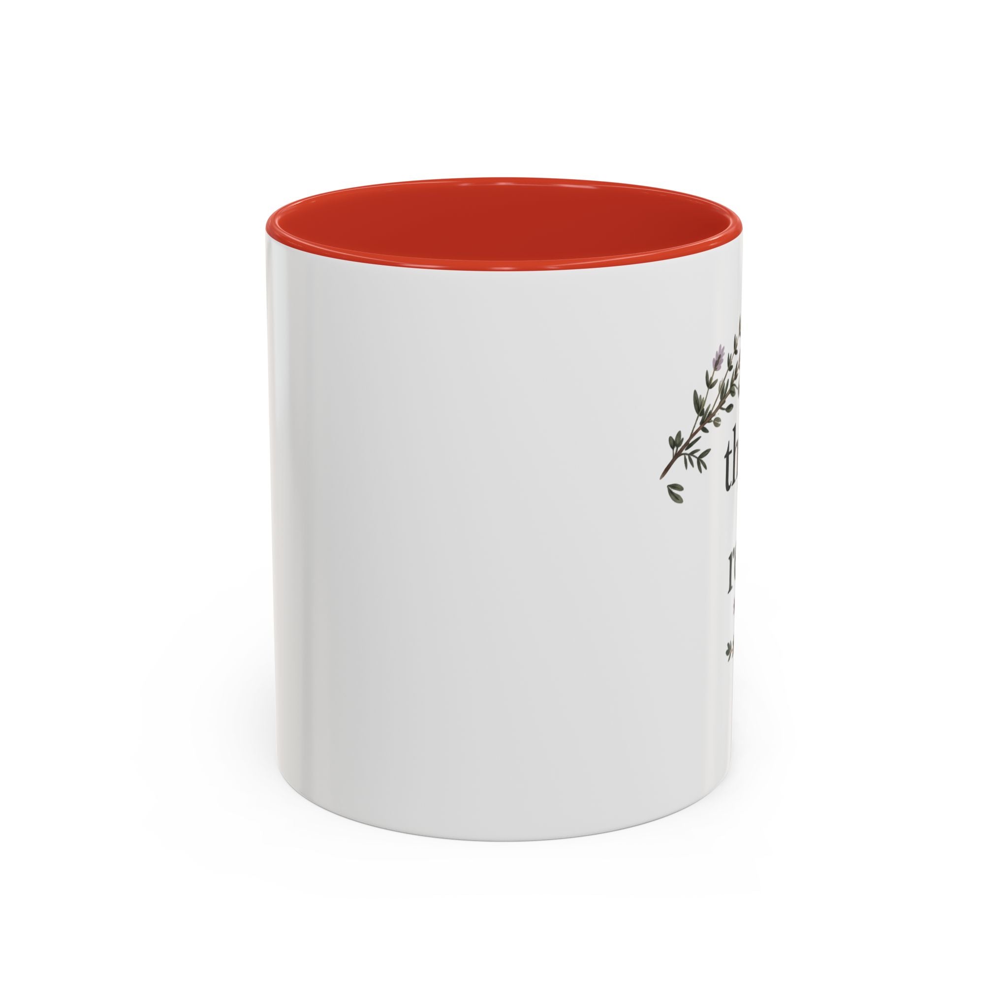 Thyme to Relax Accent Coffee Mug — Herbal Tea & Coffee Cup, Floral Kitchen Gift