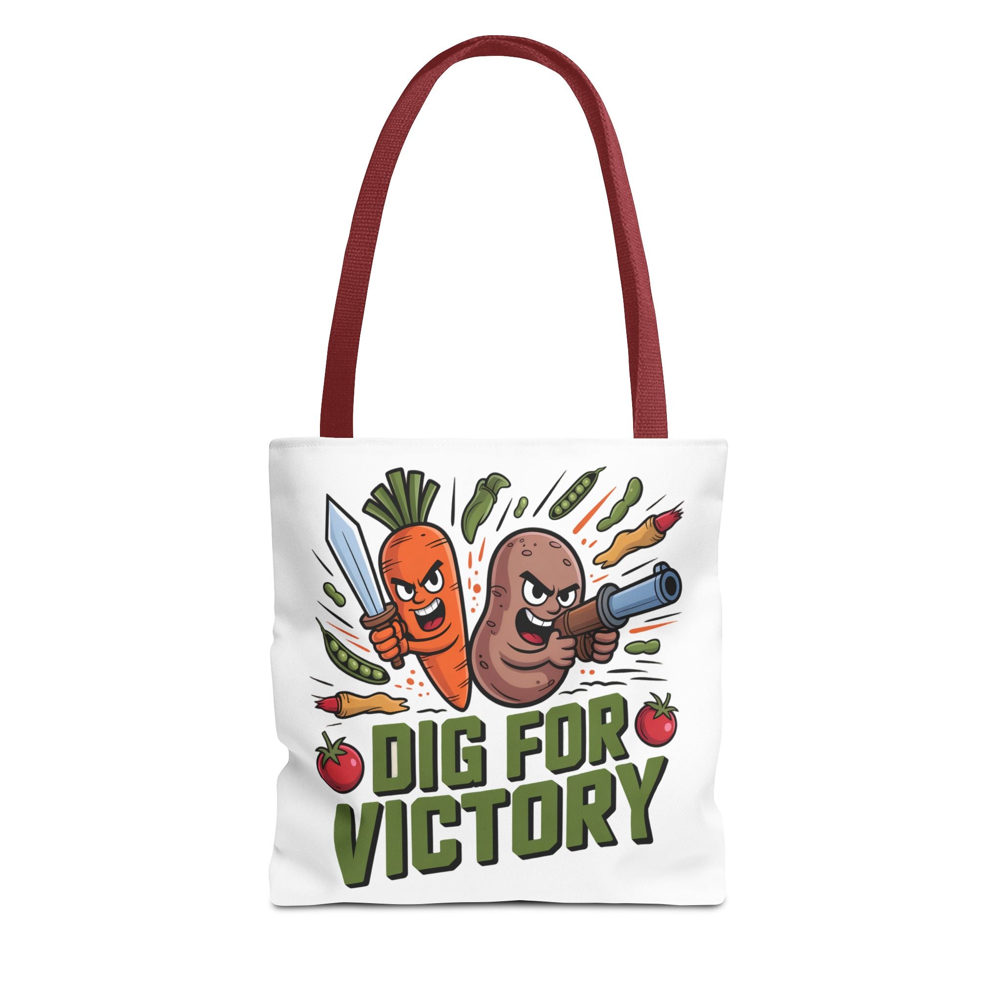 Tote Bag — "Dig for Victory" Garden Veggie Tote (Cute Carrot & Potato Illustration)