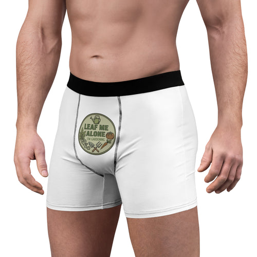 Boxer Briefs — "Leaf Me Alone" Gardening Badge Graphic