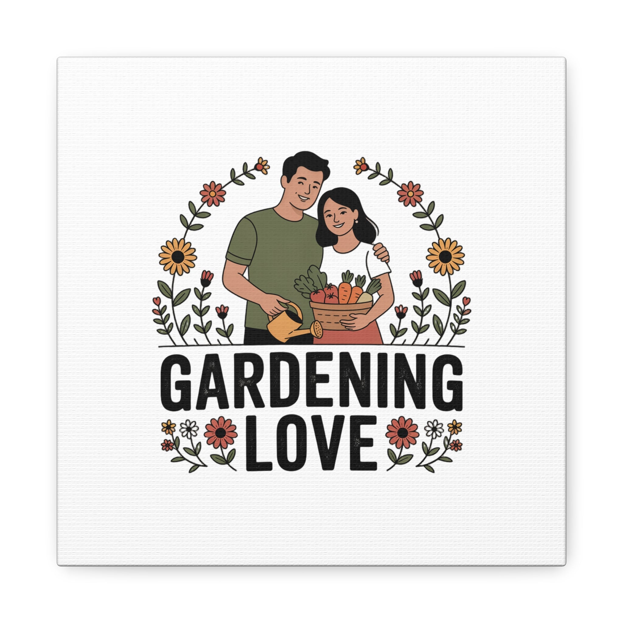 Gardening Love Canvas Print — Couple Gardening Wall Art
