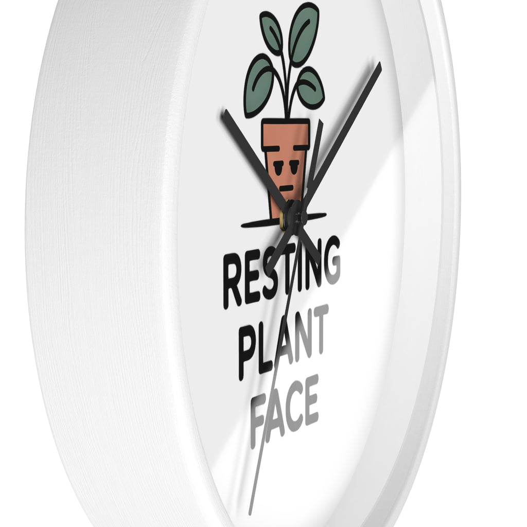 Resting Plant Face Wall Clock — Cute Plant Pot Decorative Clock for Plant Lovers