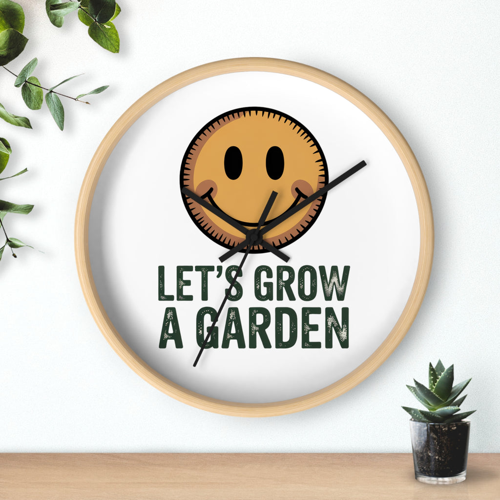 Garden Smile Wall Clock – "Let's Grow a Garden" Decorative Clock for Gardeners