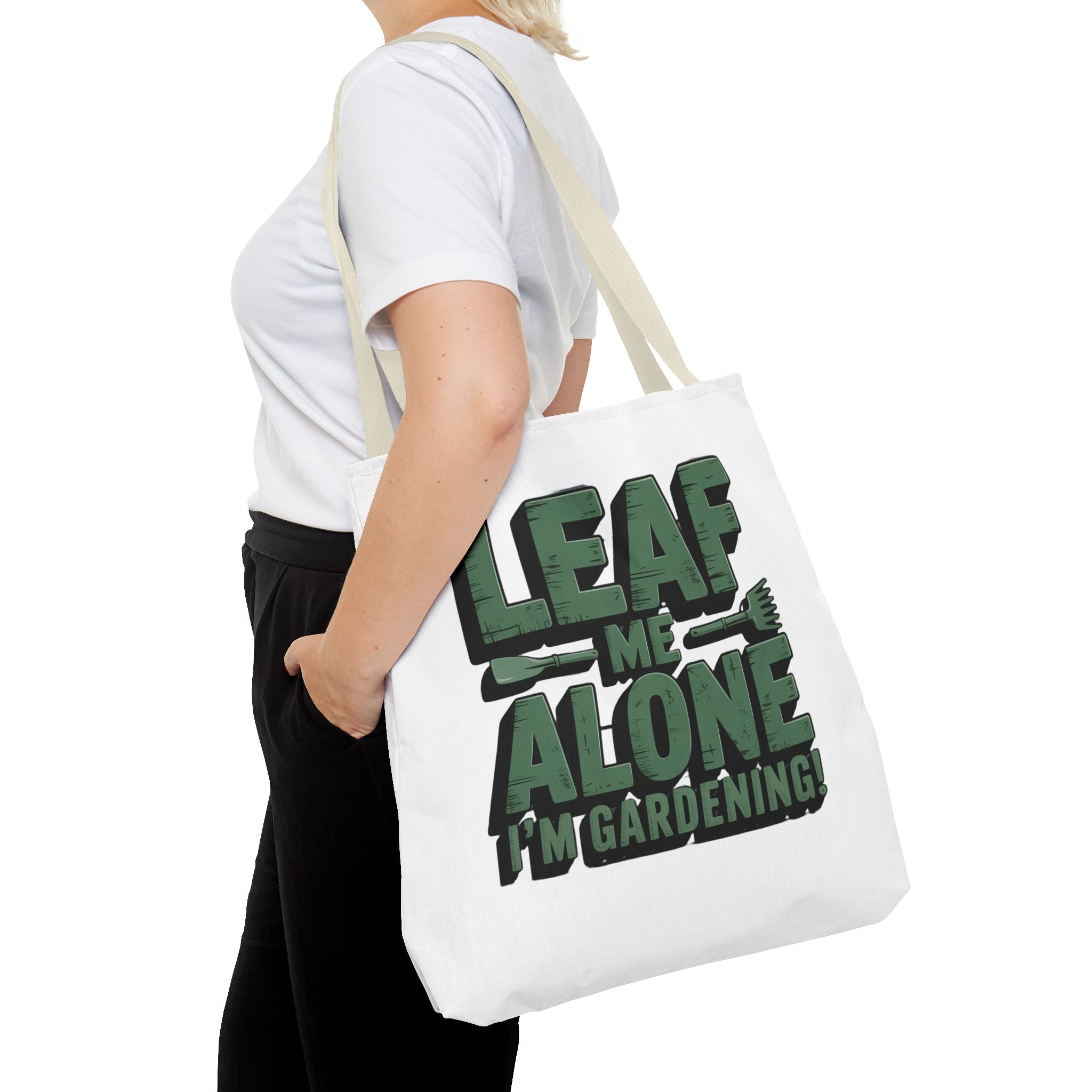 Gardening Tote Bag — "Leaf Me Alone I'm Gardening" Funny Plant Lover Tote