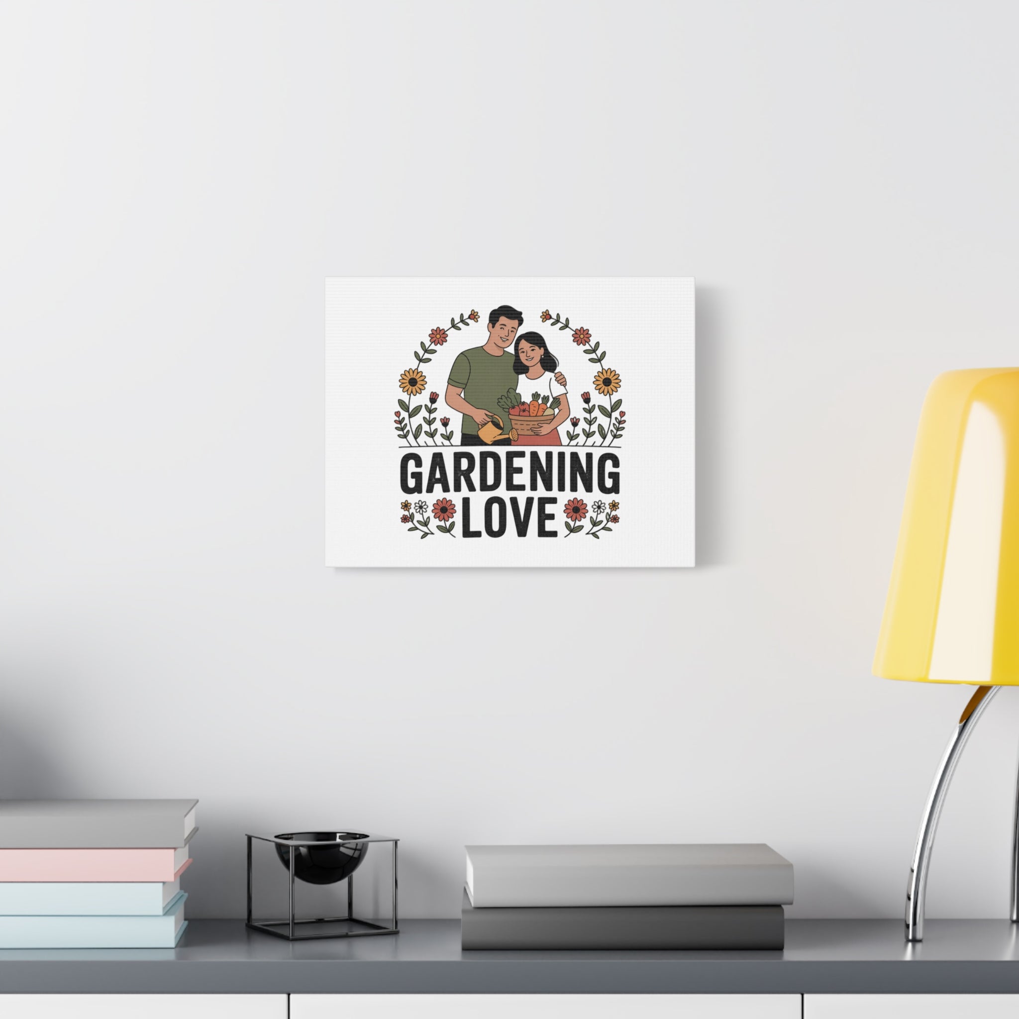 Gardening Love Canvas Print — Couple Gardening Wall Art